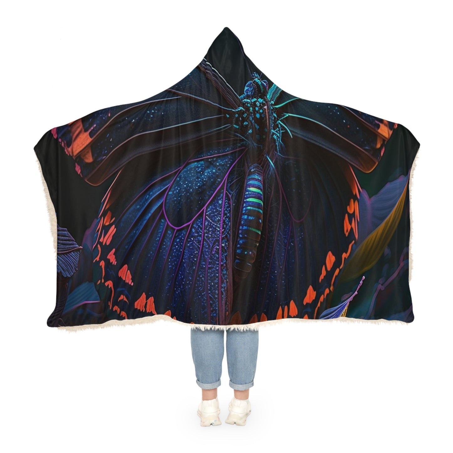 Snuggle Hooded Blanket Hue Neon Butterfly 3