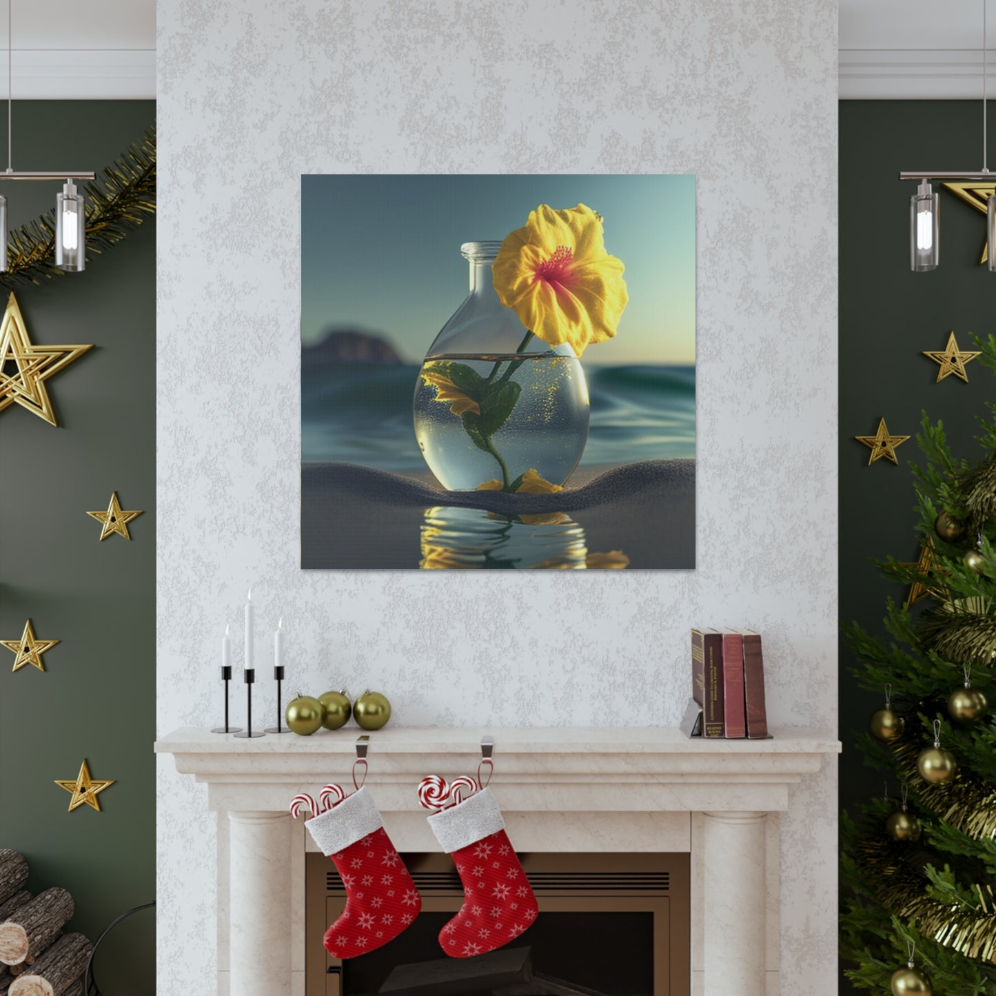 Canvas Gallery Wraps Yellow Hibiscus glass 2