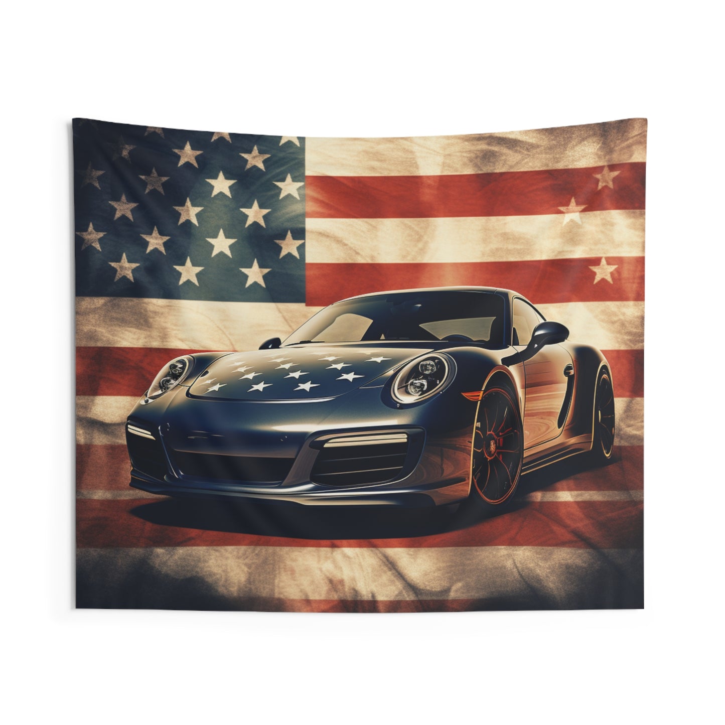 Indoor Wall Tapestries Abstract American Flag Background Porsche 3