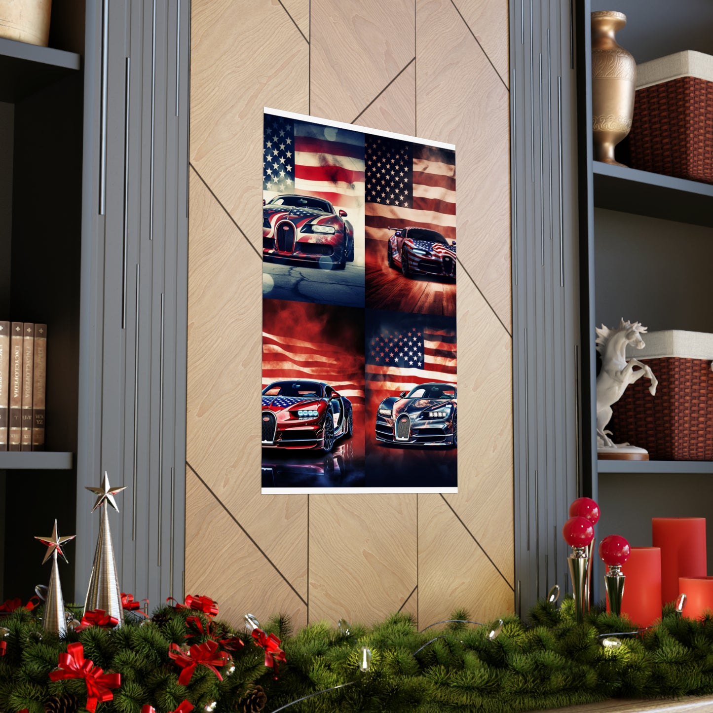 Premium Matte Vertical Posters Abstract American Flag Background Bugatti 5