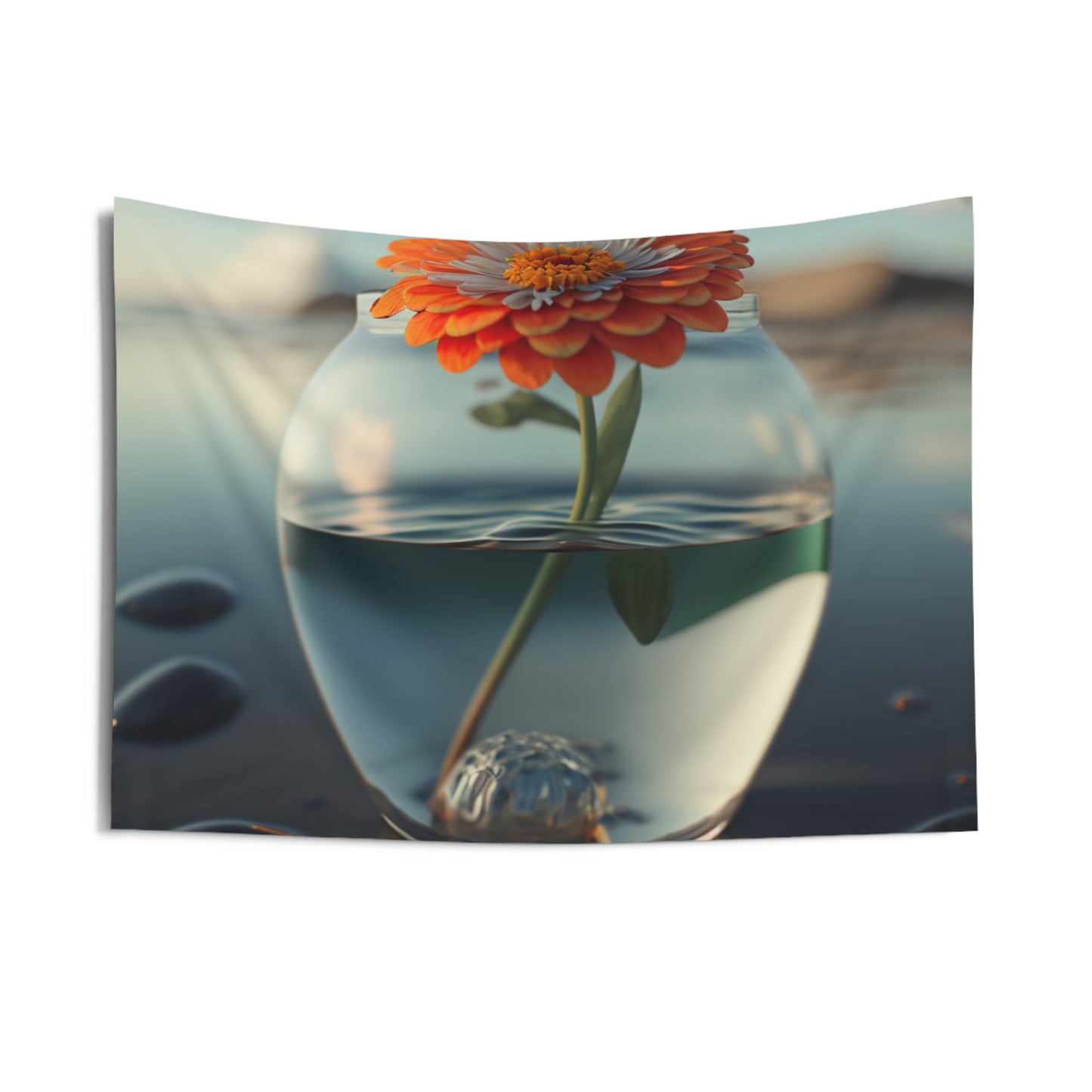 Indoor Wall Tapestries Orange Zinnia 3