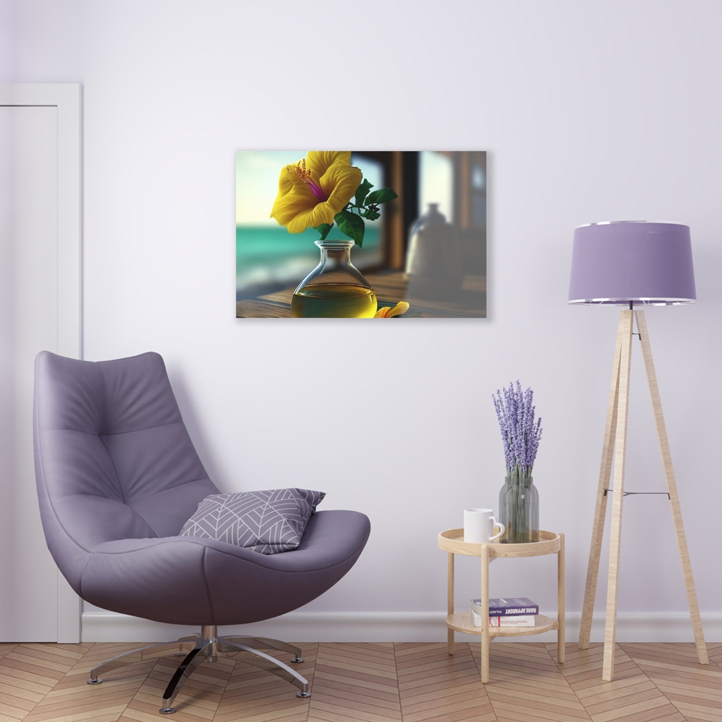 Acrylic Prints Yellow Hibiscus Wood 1