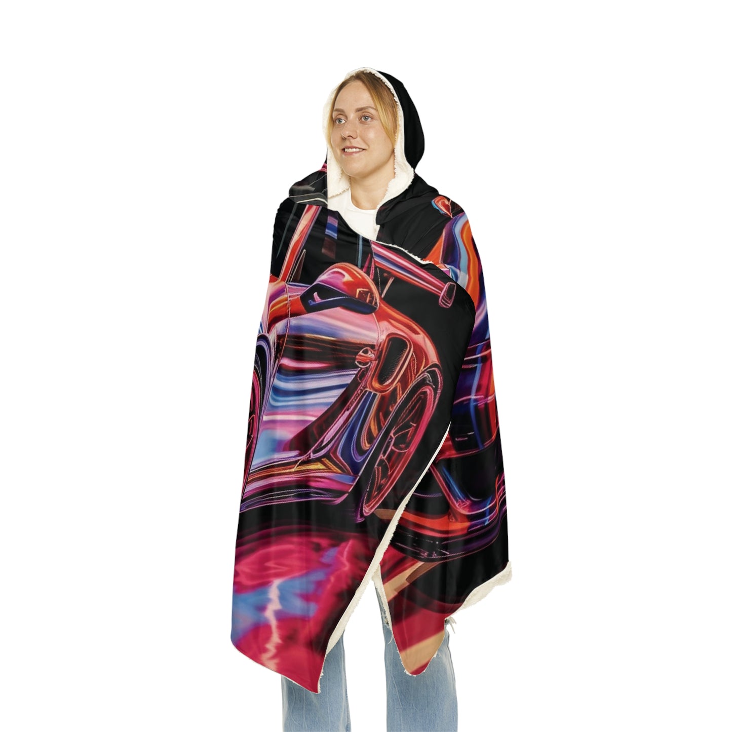 Snuggle Hooded Blanket American Flag Colored Porsche 3