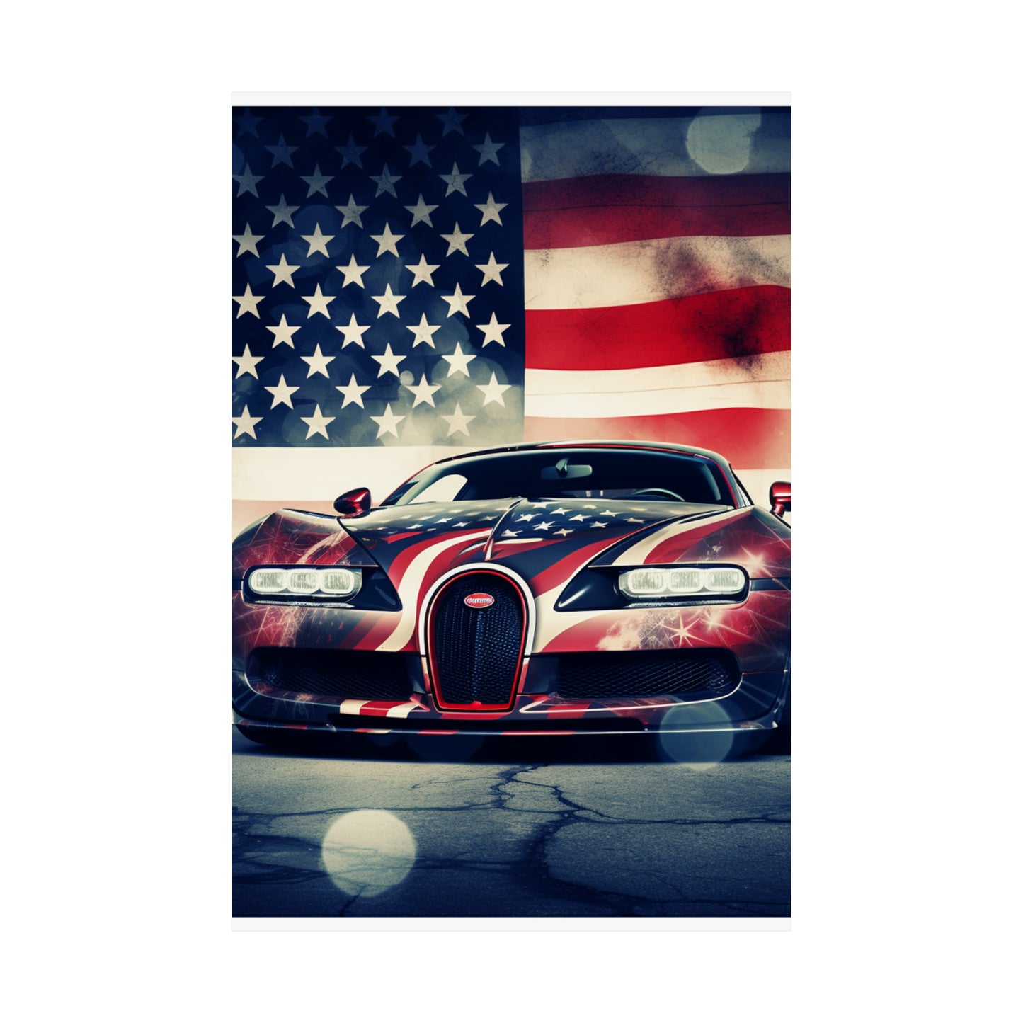 Premium Matte Vertical Posters Abstract American Flag Background Bugatti 1