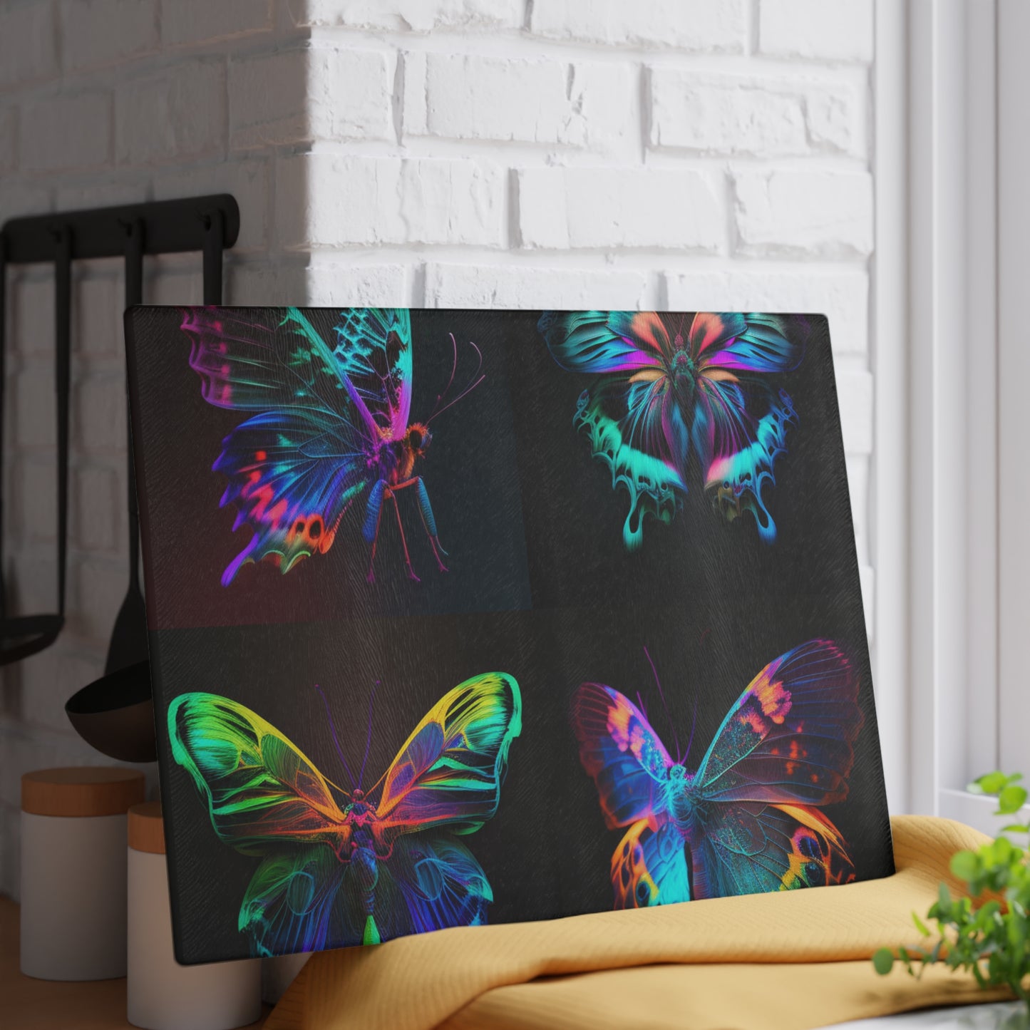 Glass Cutting Board Raw Hyper Color Butterfly 5