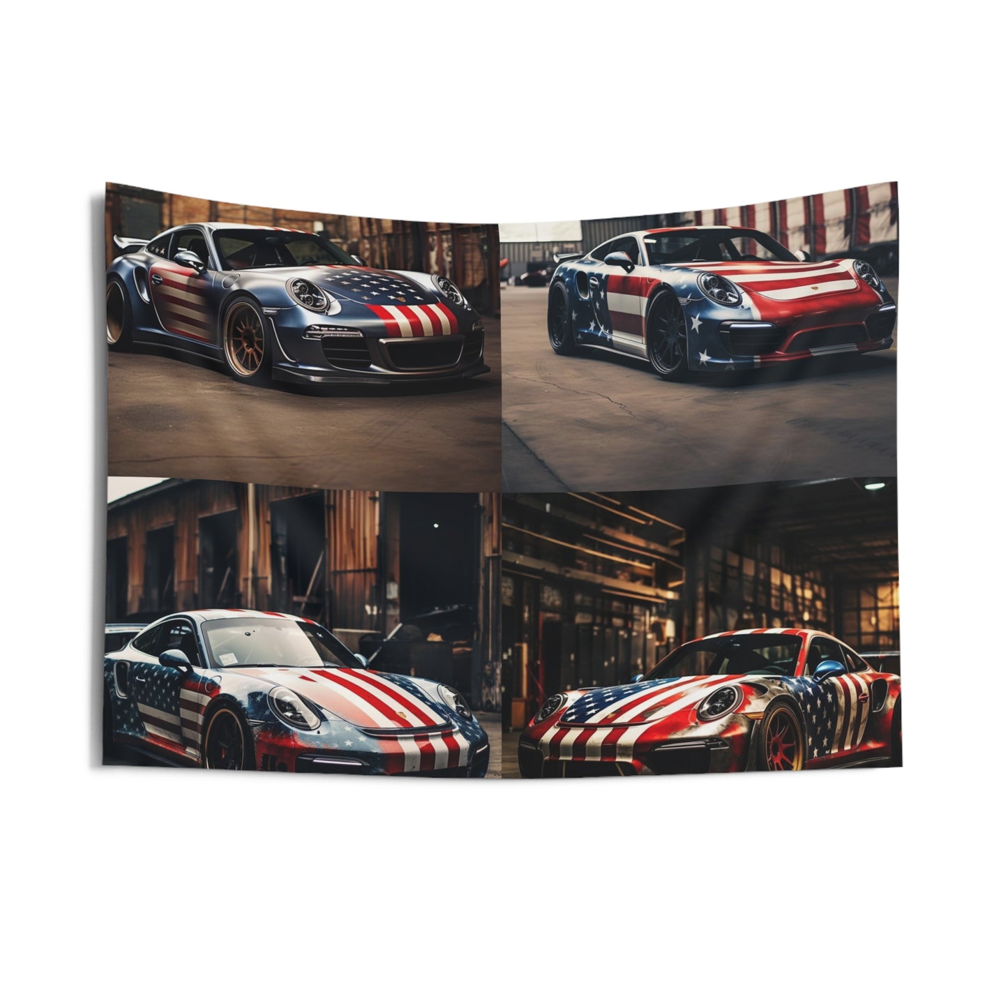 Indoor Wall Tapestries American Flag Porsche 5