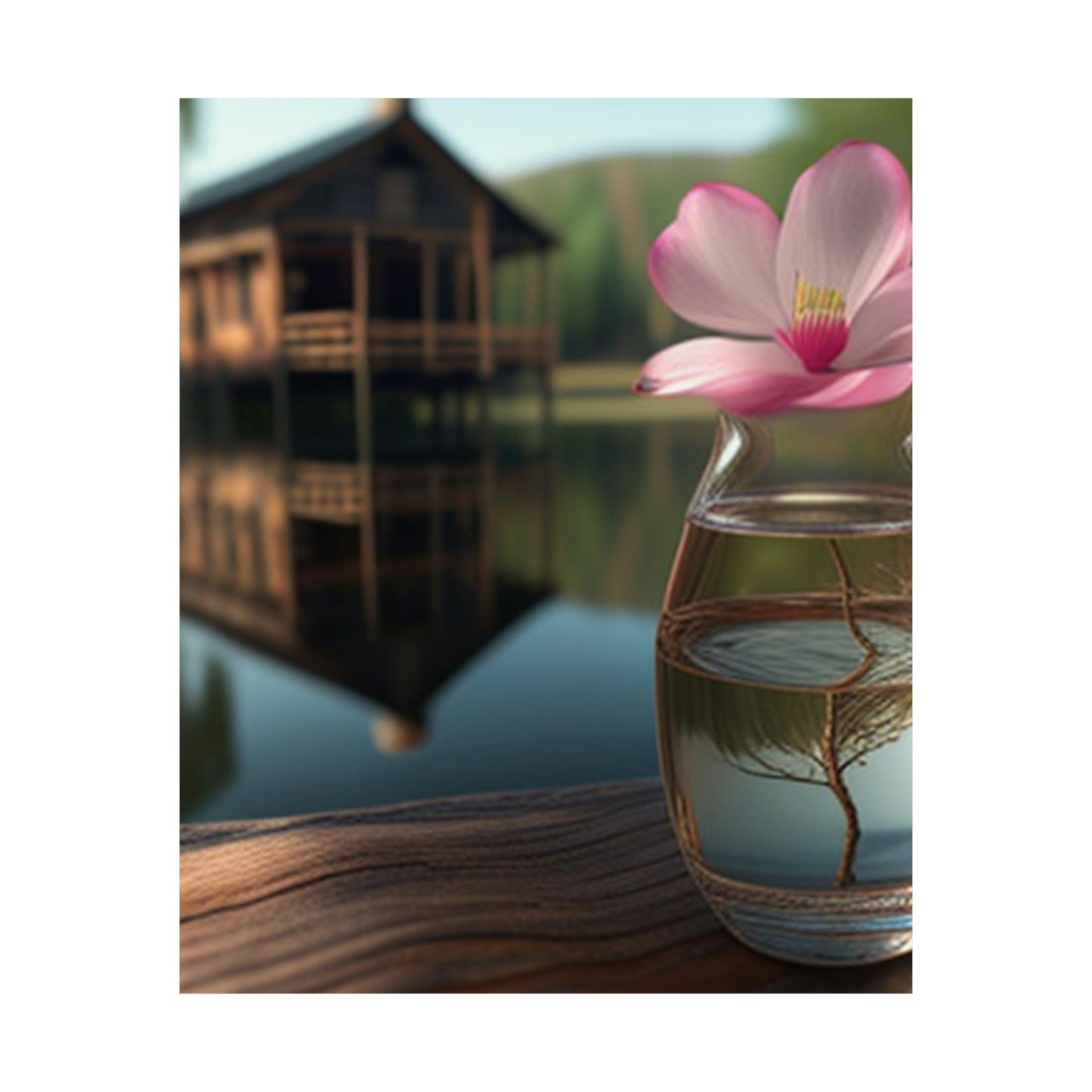 Premium Matte Vertical Posters Magnolia in a Glass vase 1