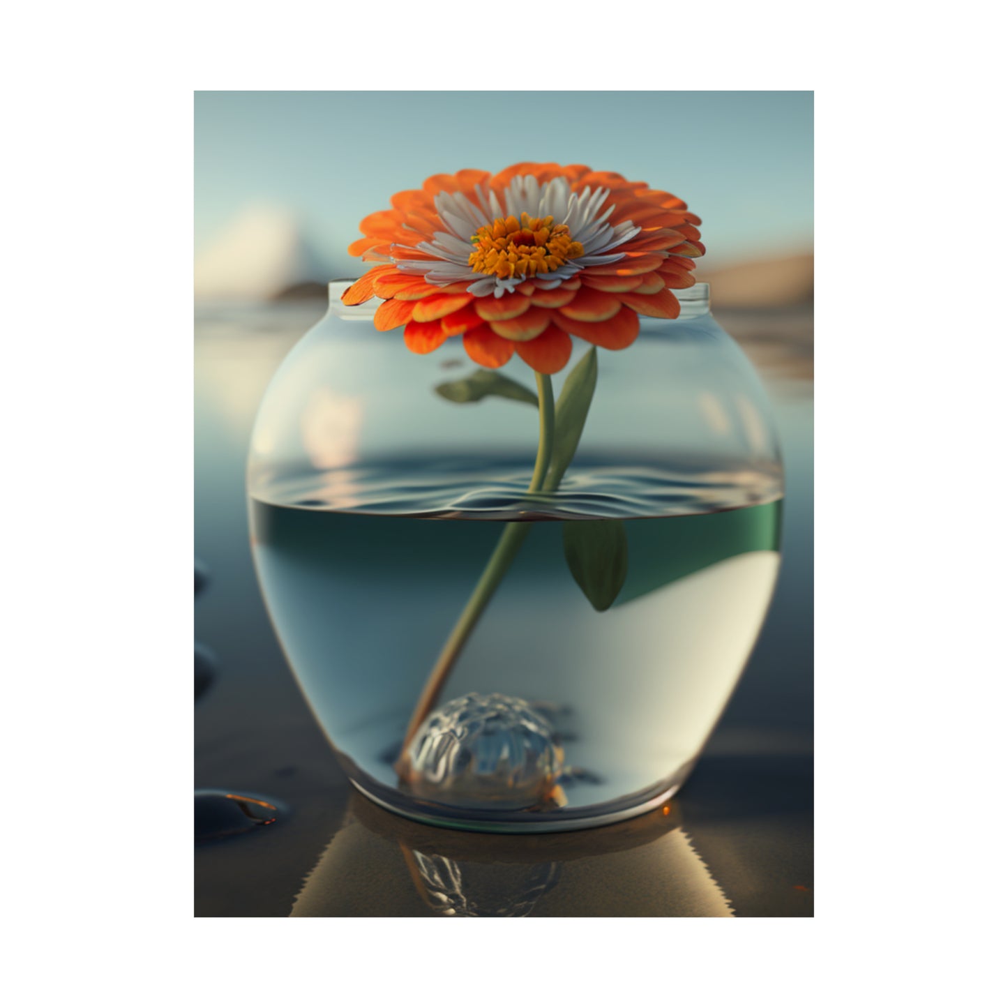 Premium Matte Vertical Posters Orange Zinnia 3