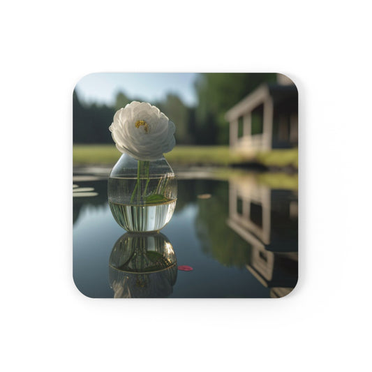 Corkwood Coaster Set White Peony glass vase 1