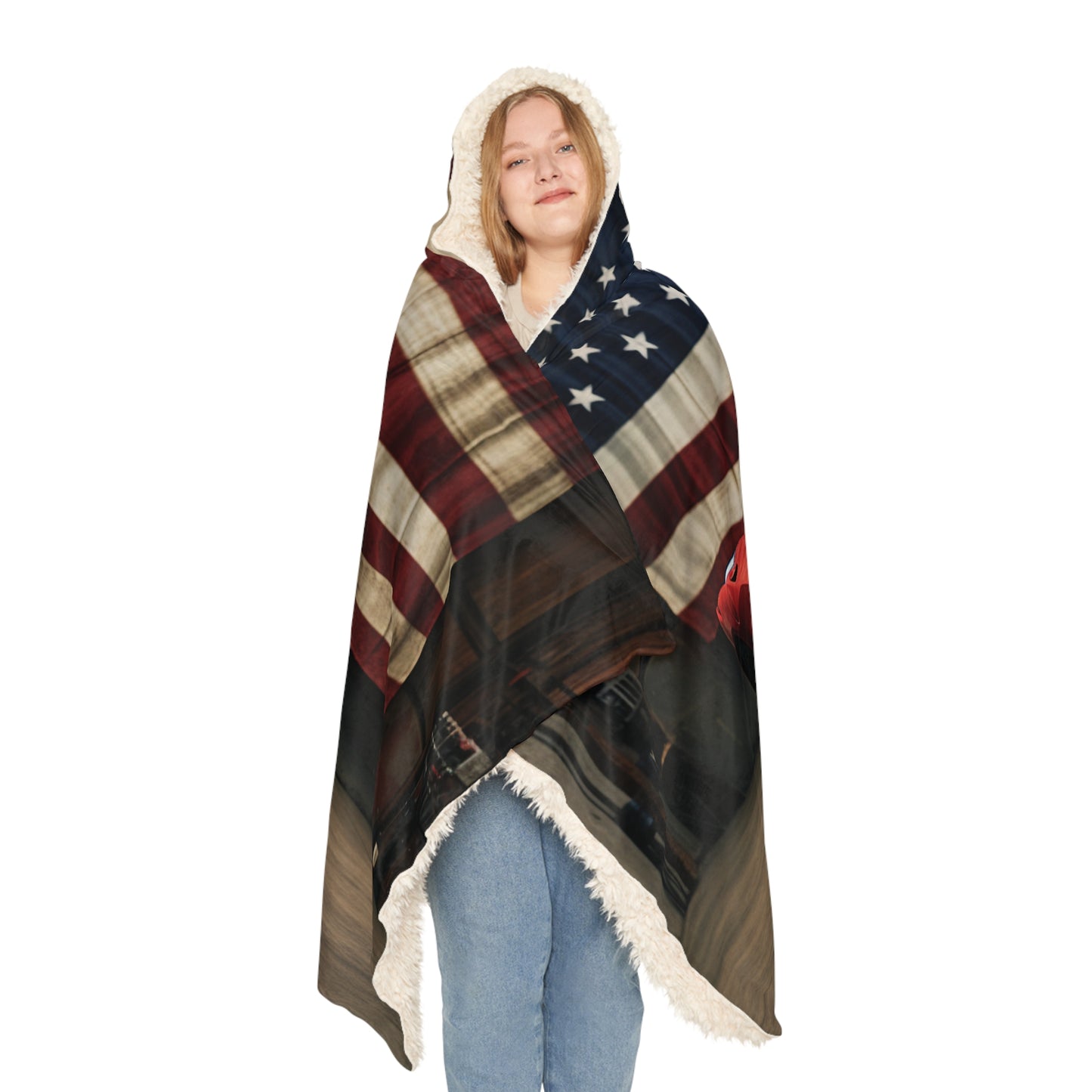 Snuggle Hooded Blanket American Flag Farrari 4