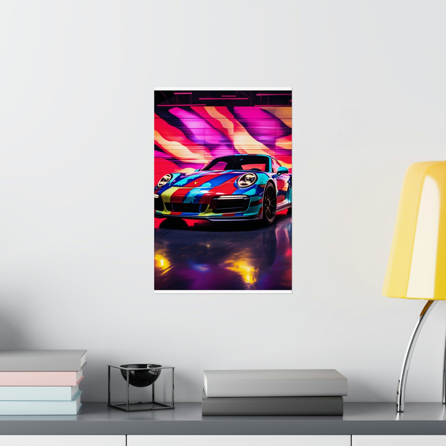 Premium Matte Vertical Posters Macro American Flag Porsche 1