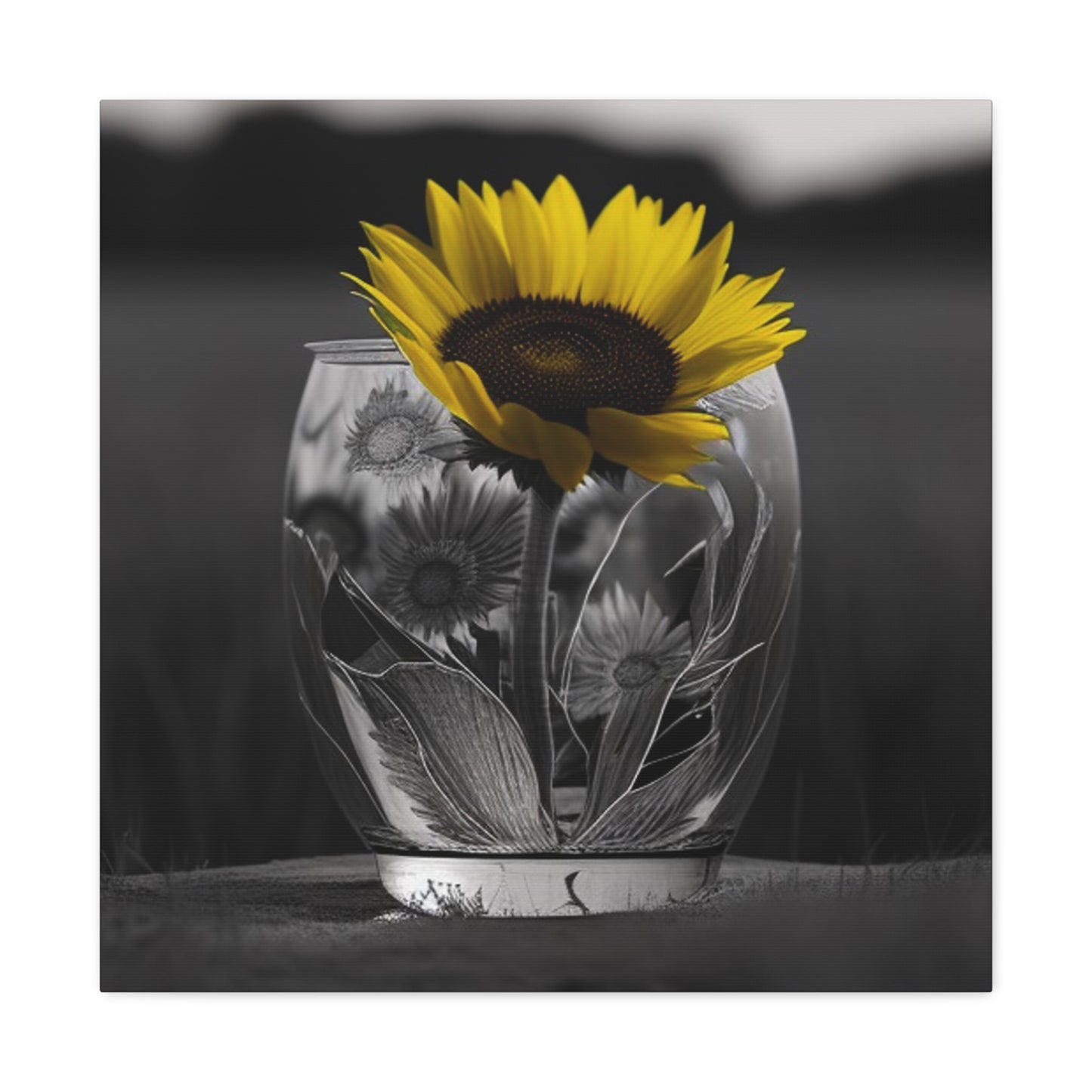Canvas Gallery Wraps Yellw Sunflower in a vase 1