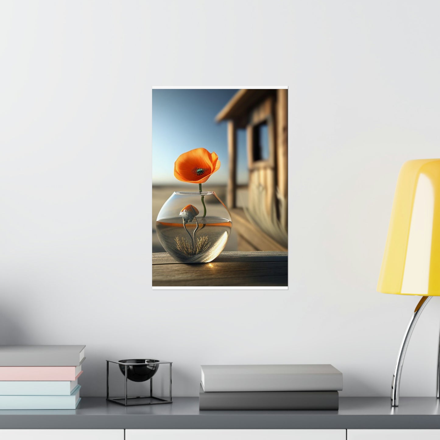 Premium Matte Vertical Posters Orange Poppy in a Vase 1