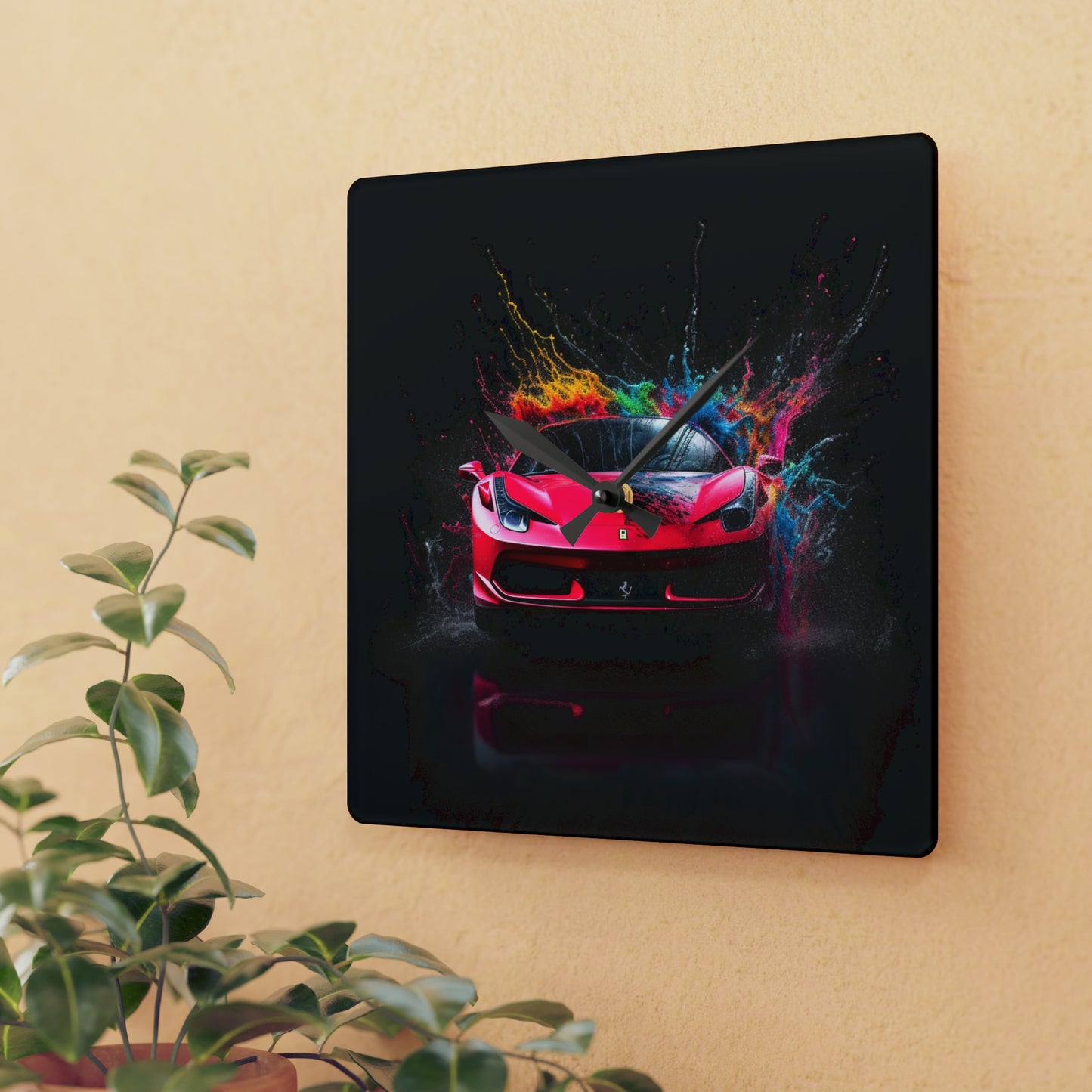 Acrylic Wall Clock Ferrari Water Splash 2