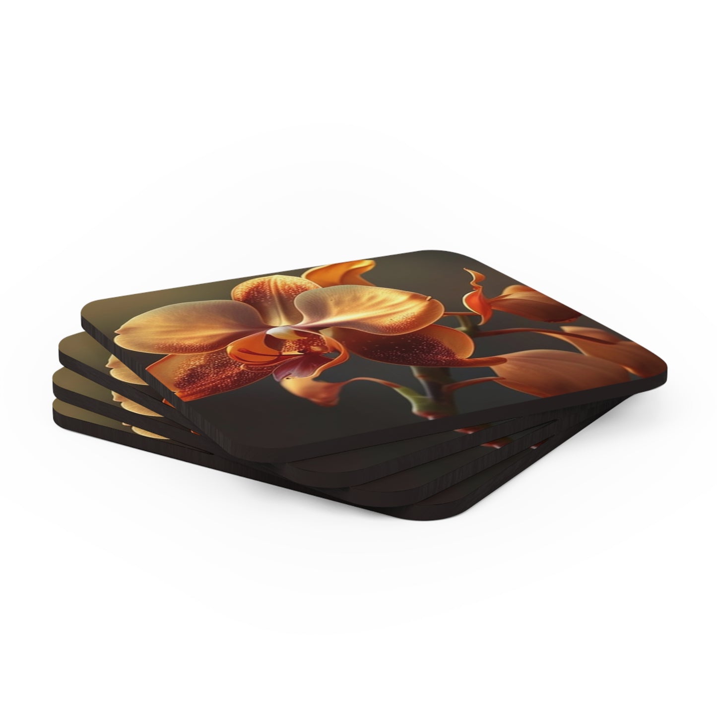 Corkwood Coaster Set Orange Orchid 1