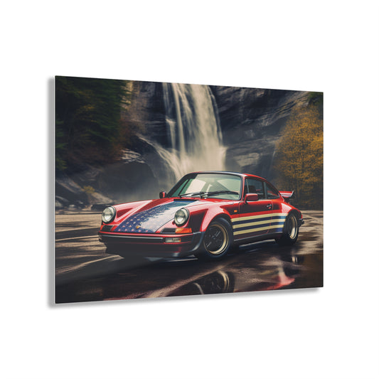 Acrylic Prints American Flag Porsche Abstract 1