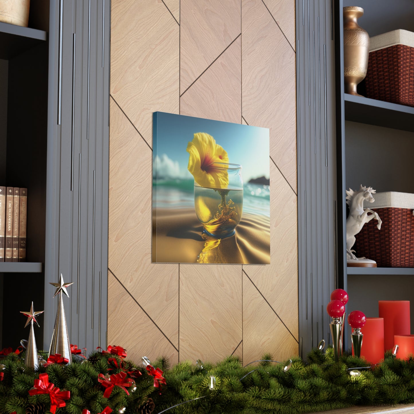 Canvas Gallery Wraps Yellow Hibiscus glass 1
