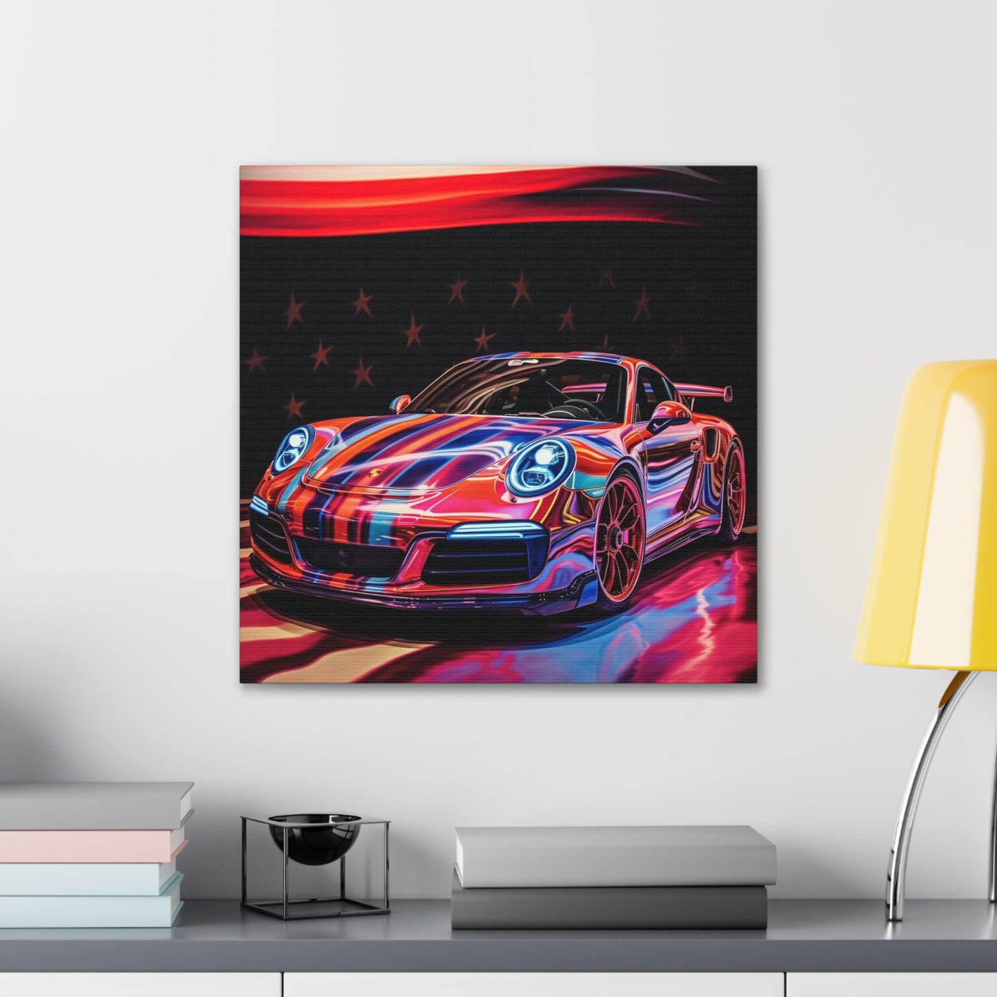 Canvas Gallery Wraps American Flag Colored Porsche 2