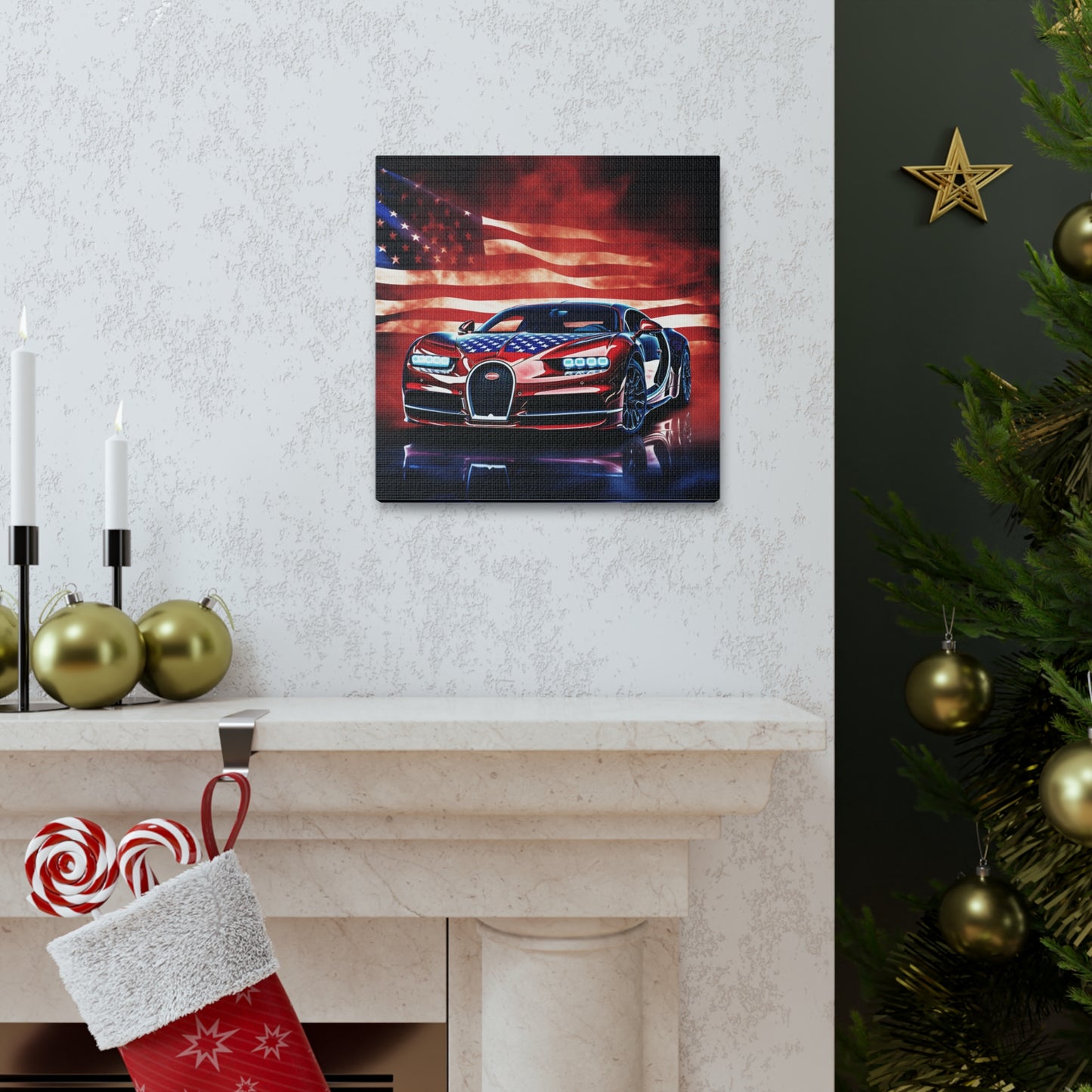 Canvas Gallery Wraps Abstract American Flag Background Bugatti 3