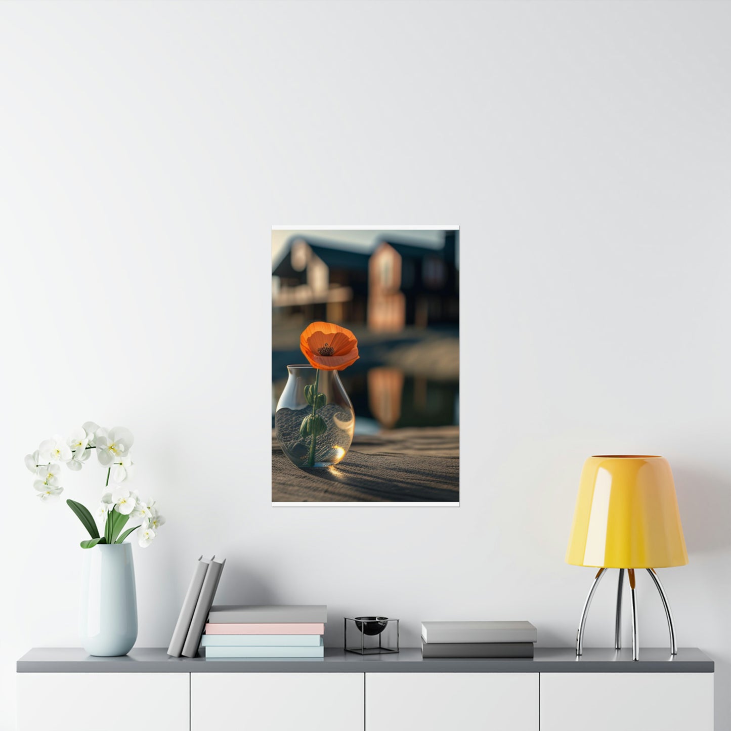 Premium Matte Vertical Posters Orange Poppy in a Vase 4