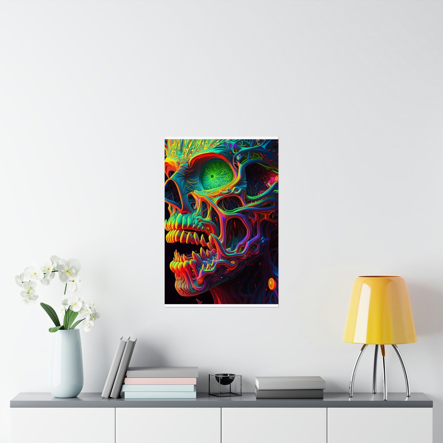 Premium Matte Vertical Posters Florescent Skull Death 1