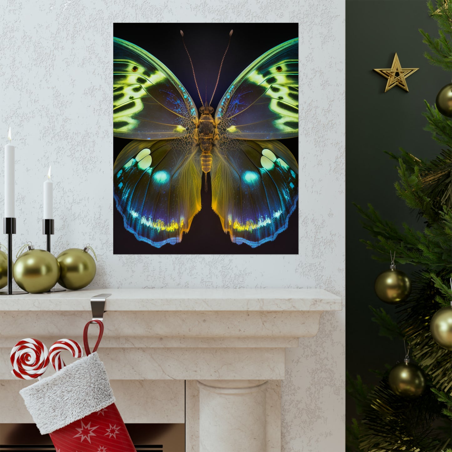 Premium Matte Vertical Posters Neon Hue Butterfly 1