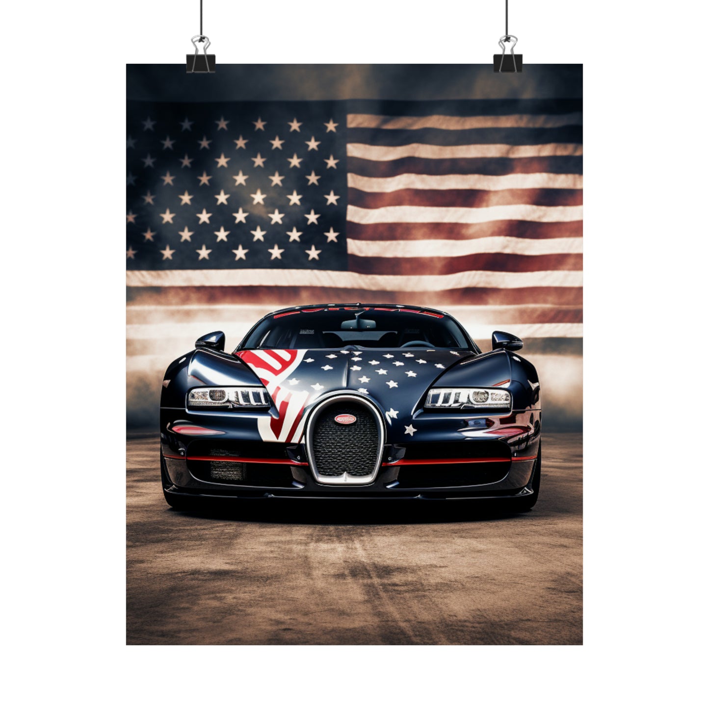 Premium Matte Vertical Posters Bugatti American Flag 2