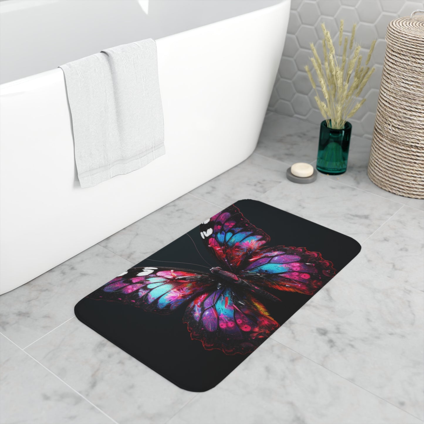 Memory Foam Bath Mat Hyper Butterfly Real