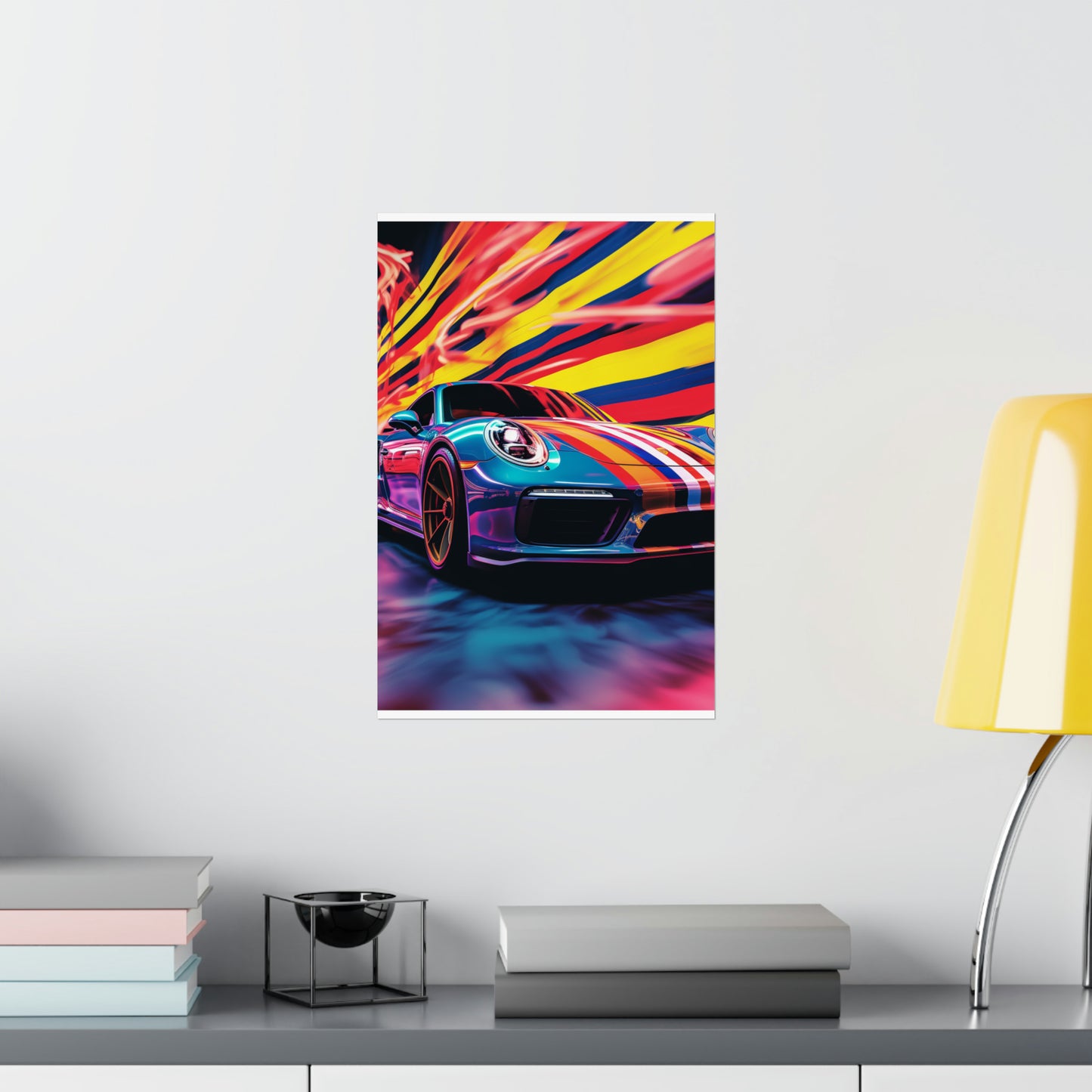 Premium Matte Vertical Posters Macro American Flag Porsche 2