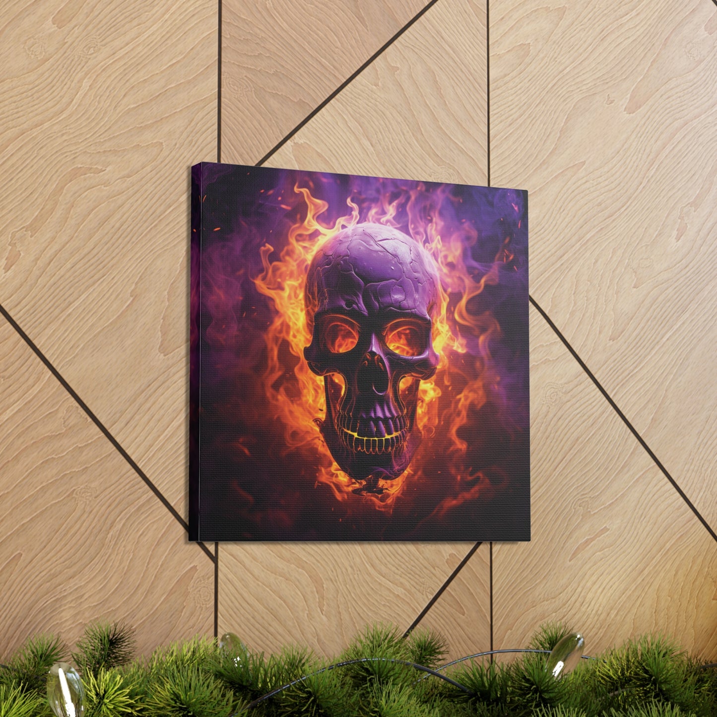 Canvas Gallery Wraps Skull Flames 3