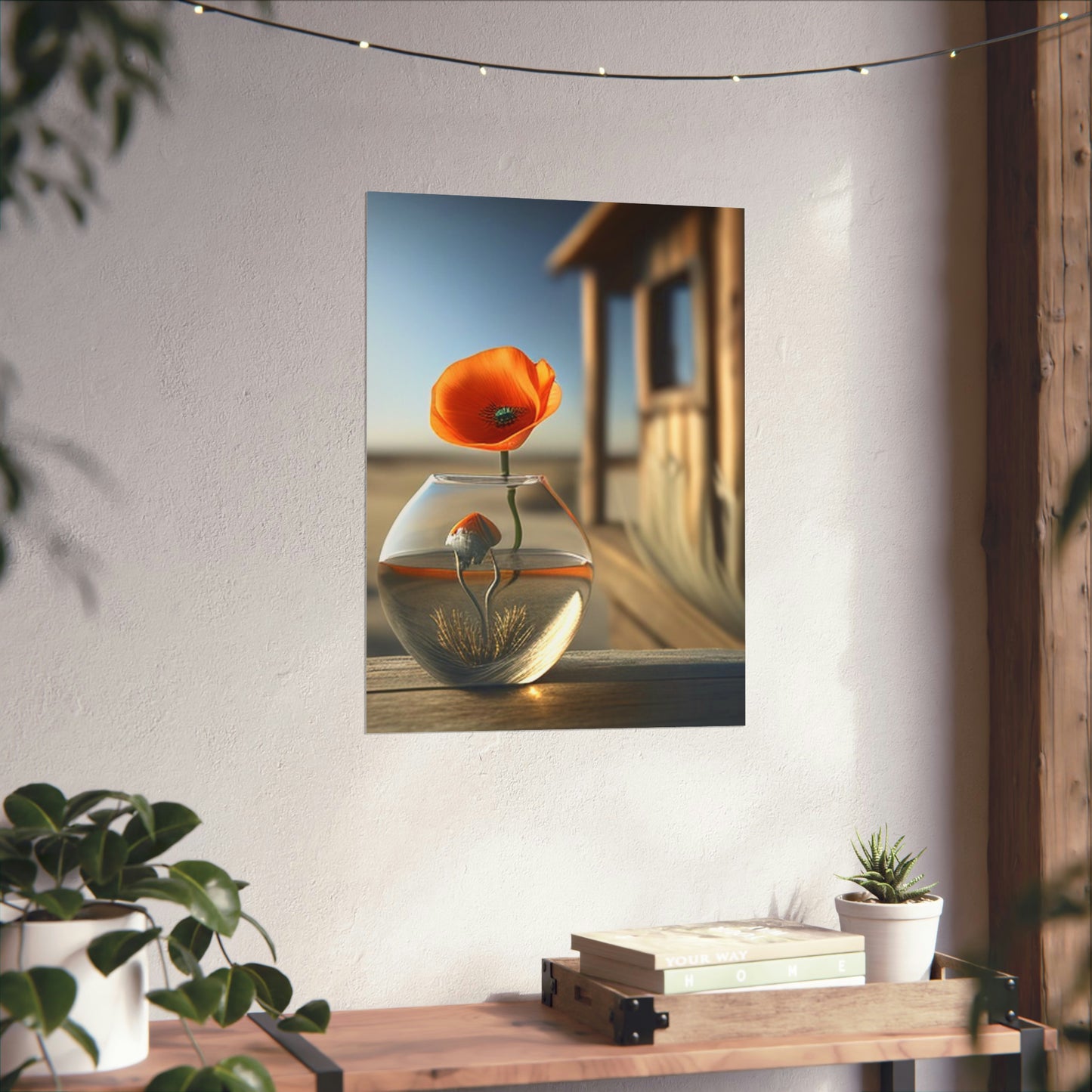 Premium Matte Vertical Posters Orange Poppy in a Vase 1