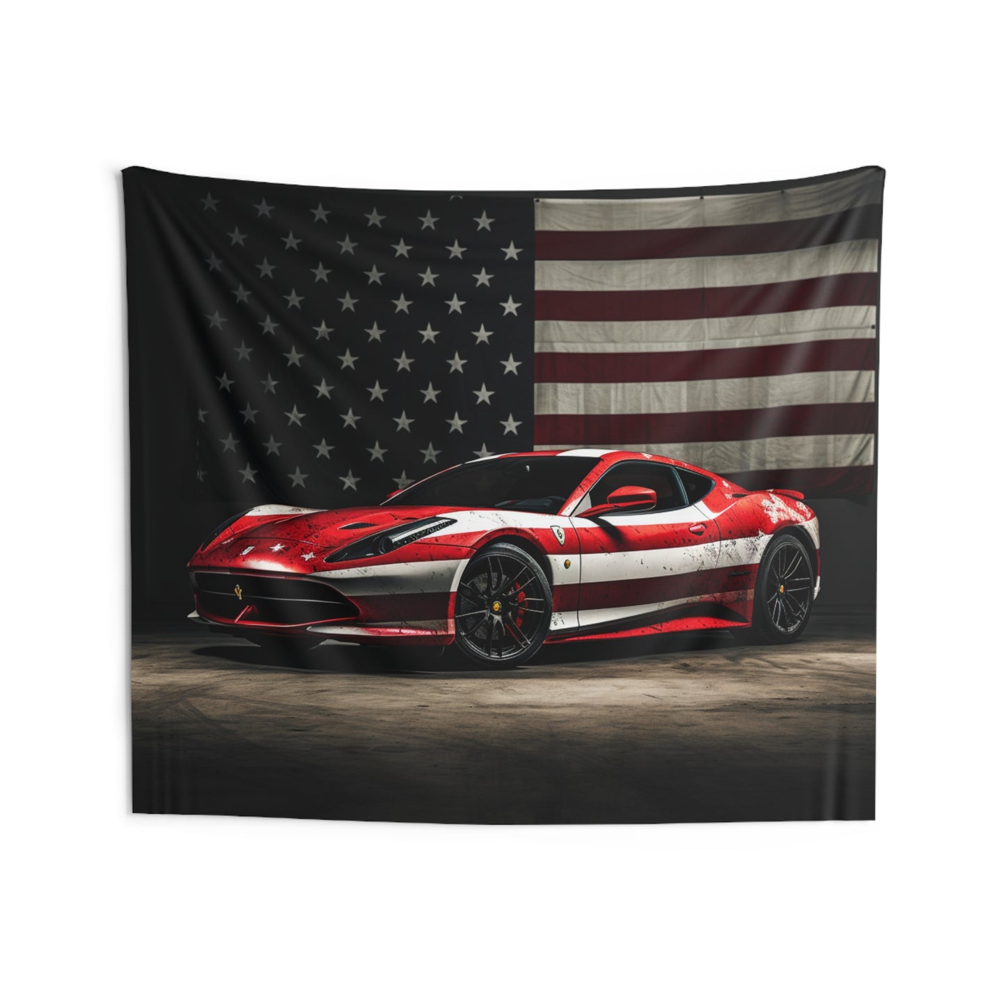 Indoor Wall Tapestries American Flag Background Ferrari 1