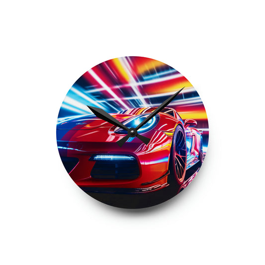 Acrylic Wall Clock Macro Flag Ferrari 1