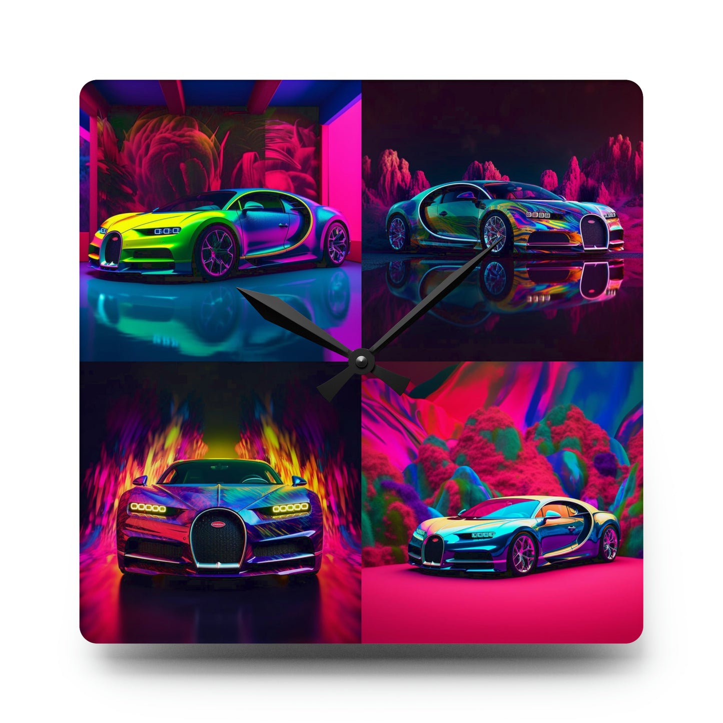 Acrylic Wall Clock Florescent Bugatti Flair 5