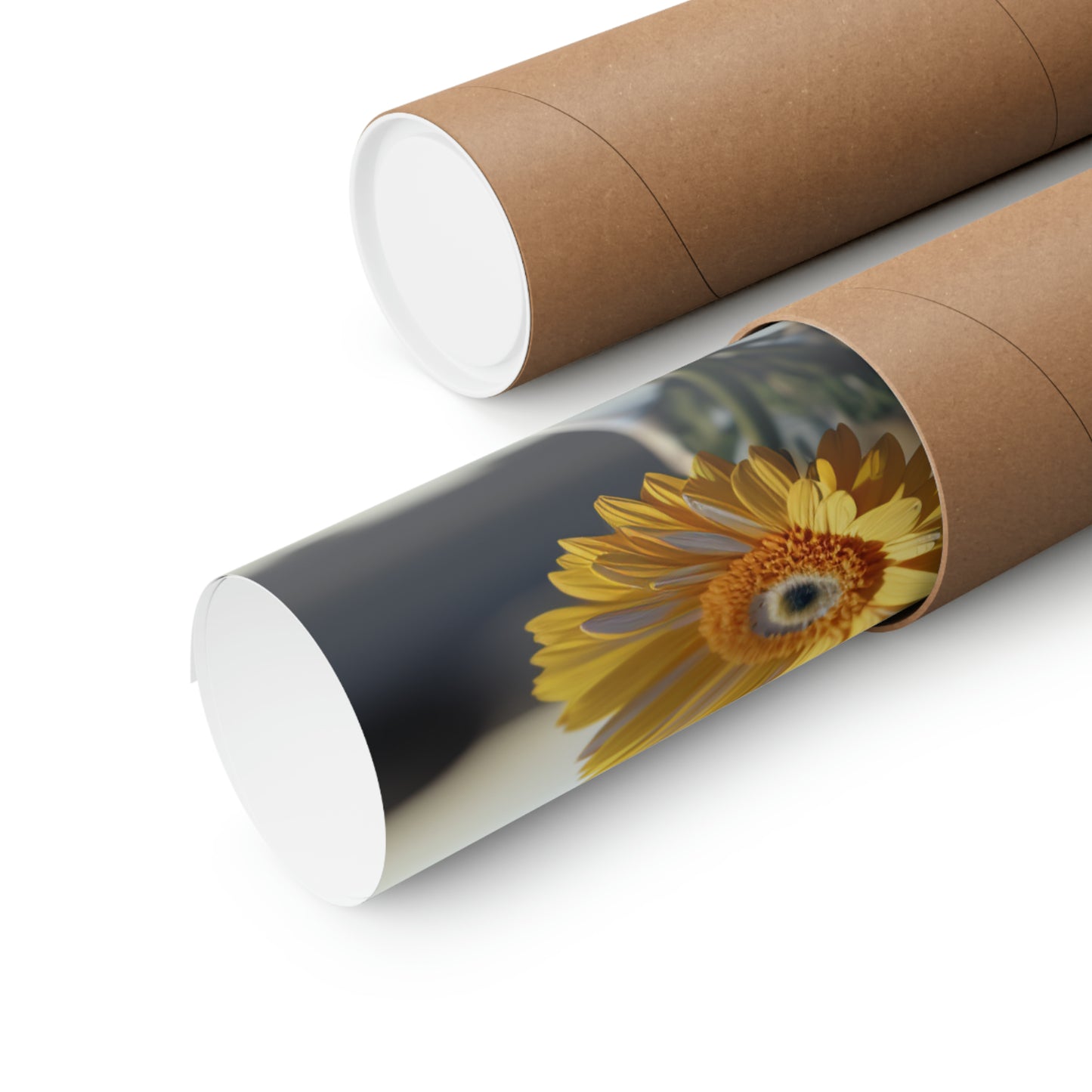 Premium Matte Vertical Posters yello Gerbera glass 4