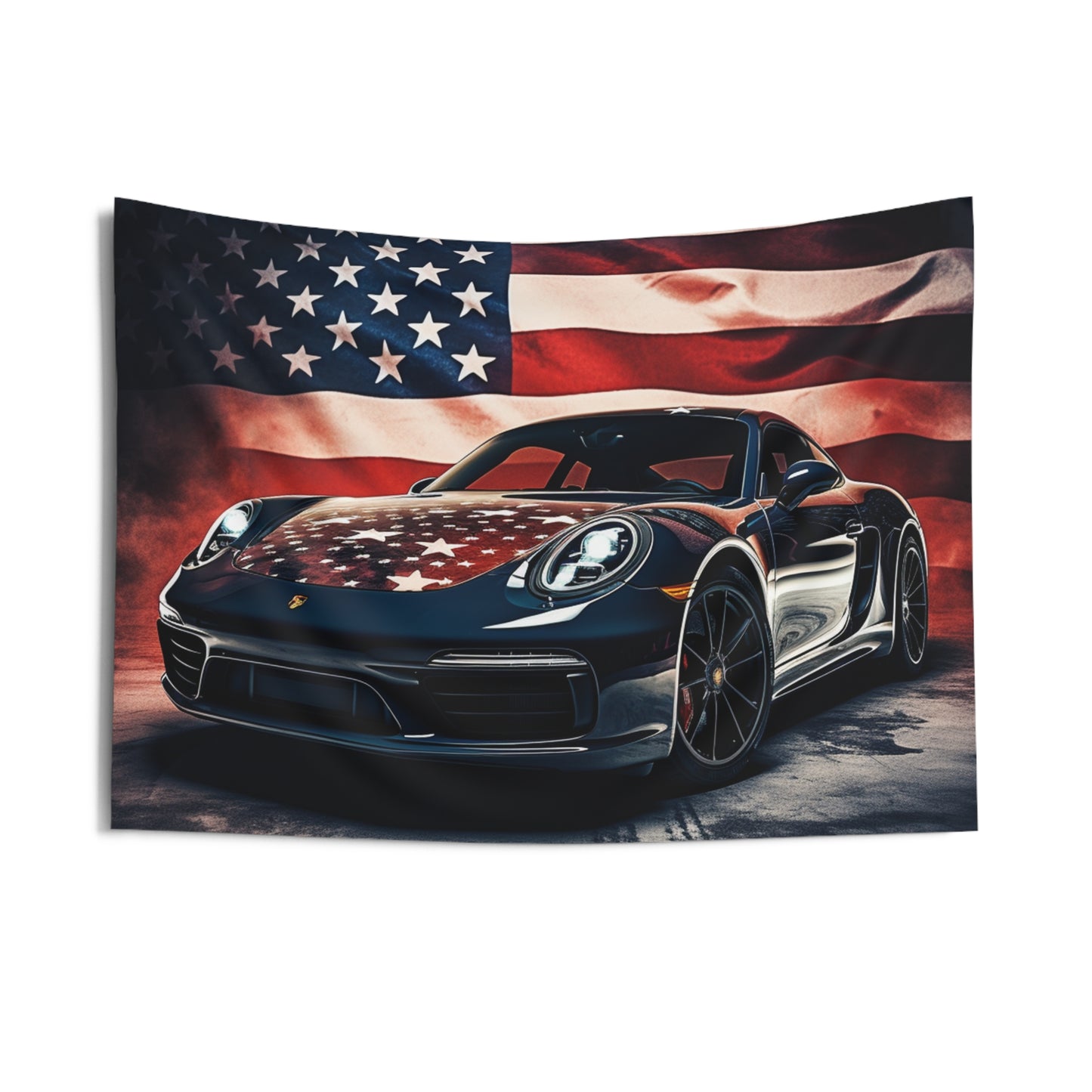 Indoor Wall Tapestries Abstract American Flag Background Porsche 2