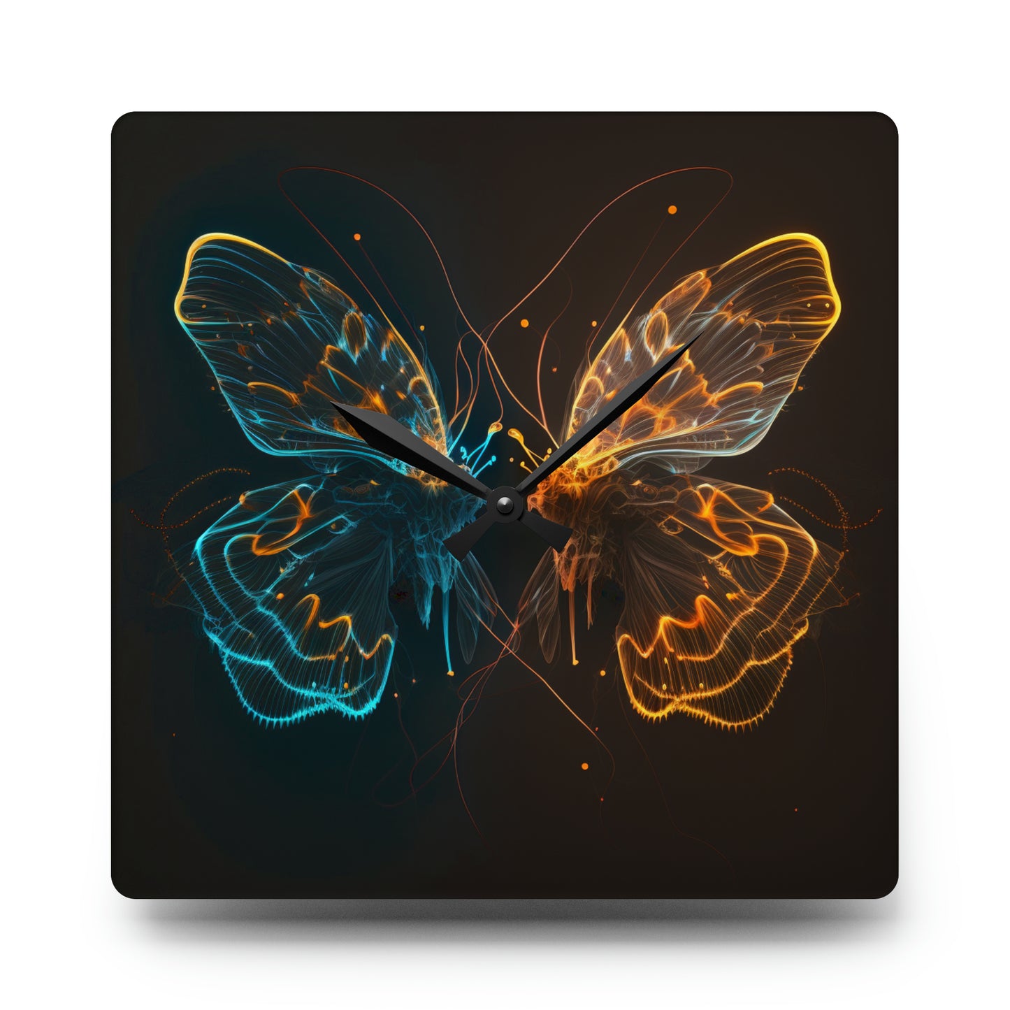 Acrylic Wall Clock Neon Glo Butterfly 1