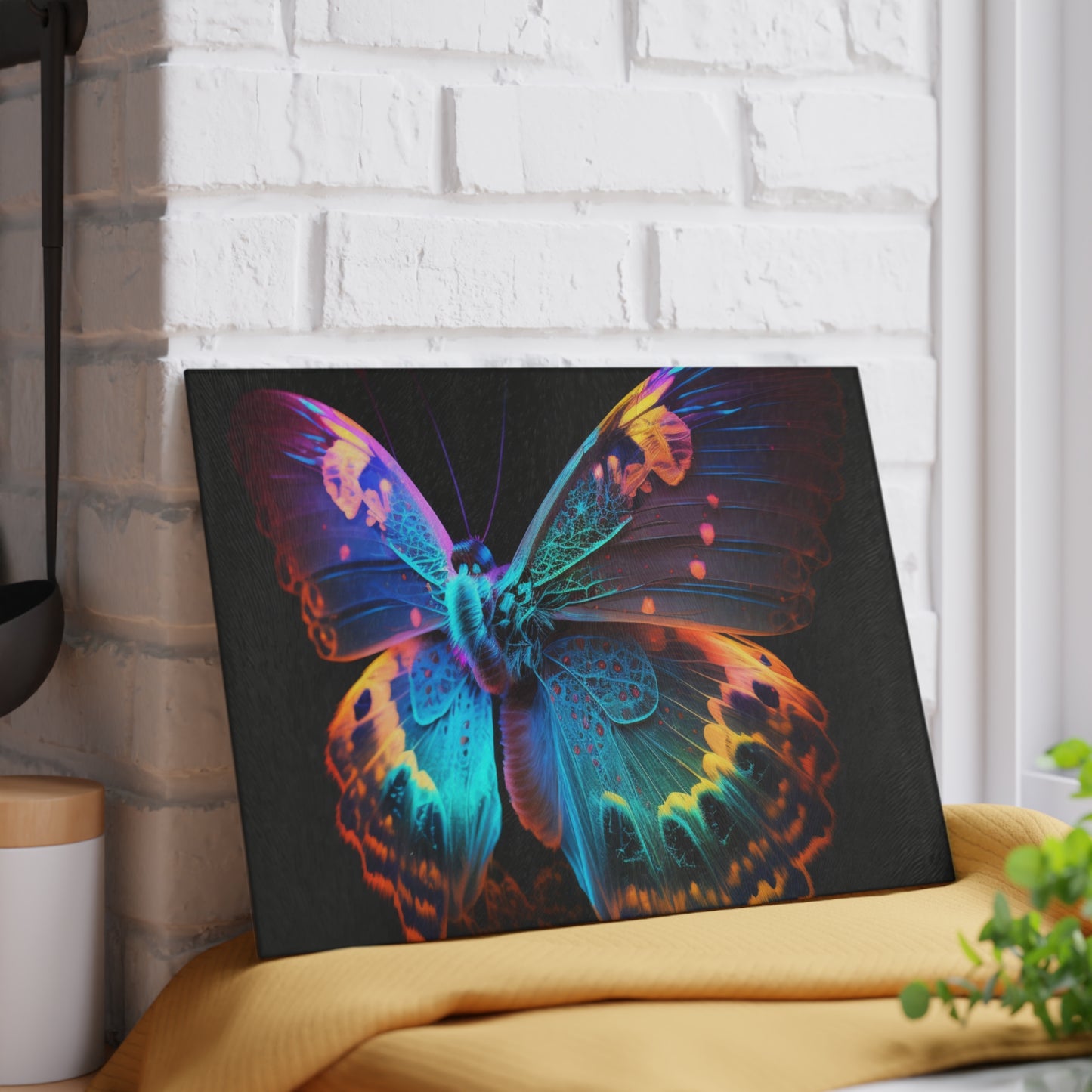 Glass Cutting Board Raw Hyper Color Butterfly 4