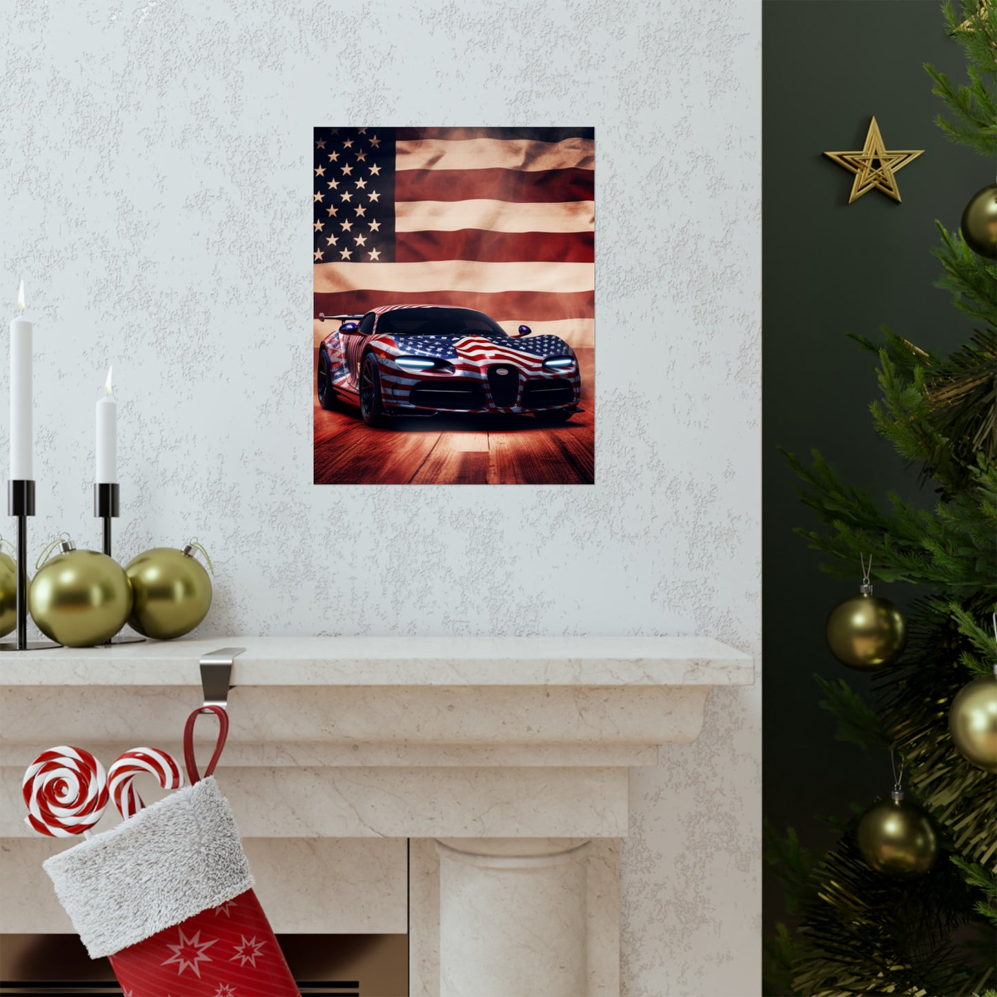 Premium Matte Vertical Posters Abstract American Flag Background Bugatti 2