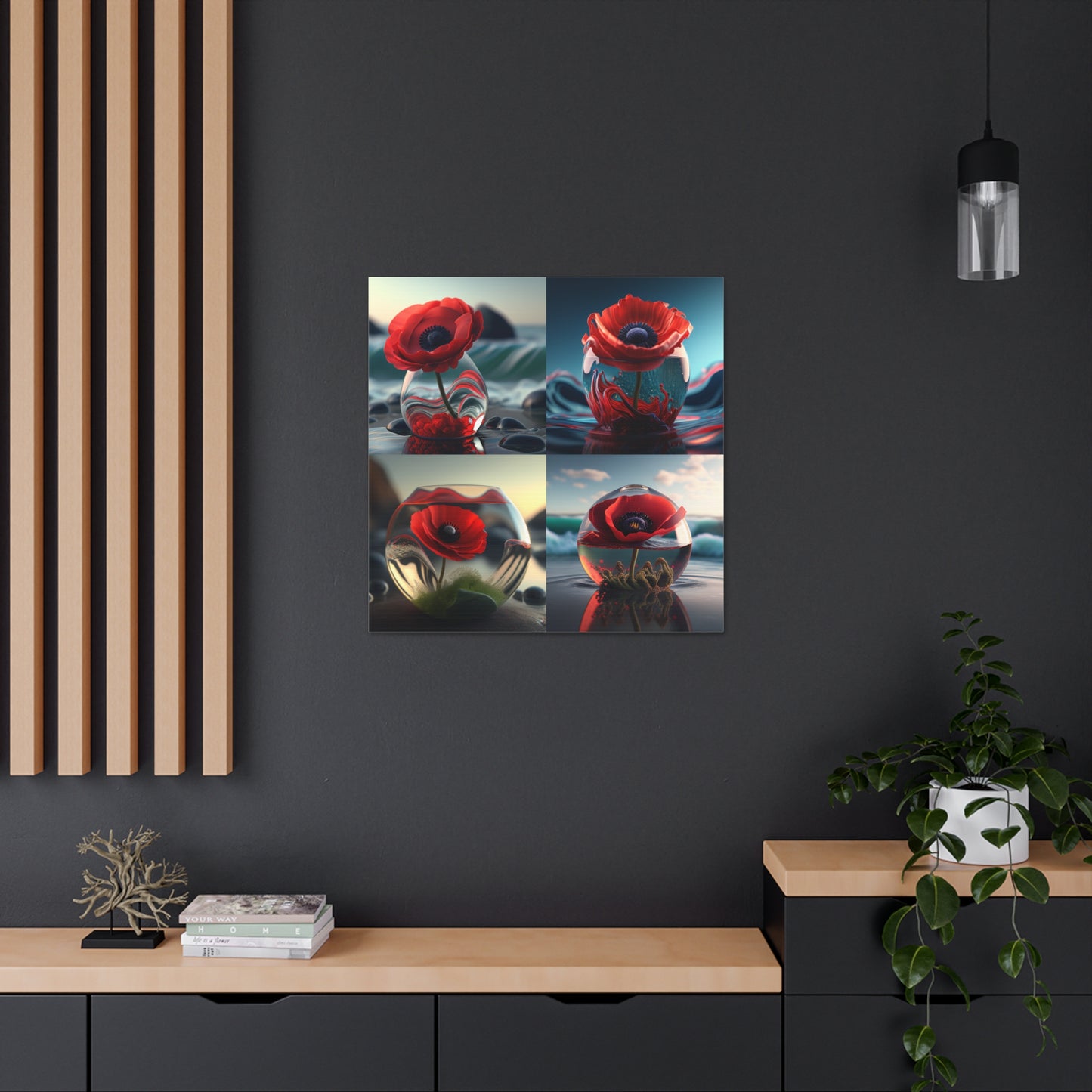 Canvas Gallery Wraps Red Anemone in a Vase 5