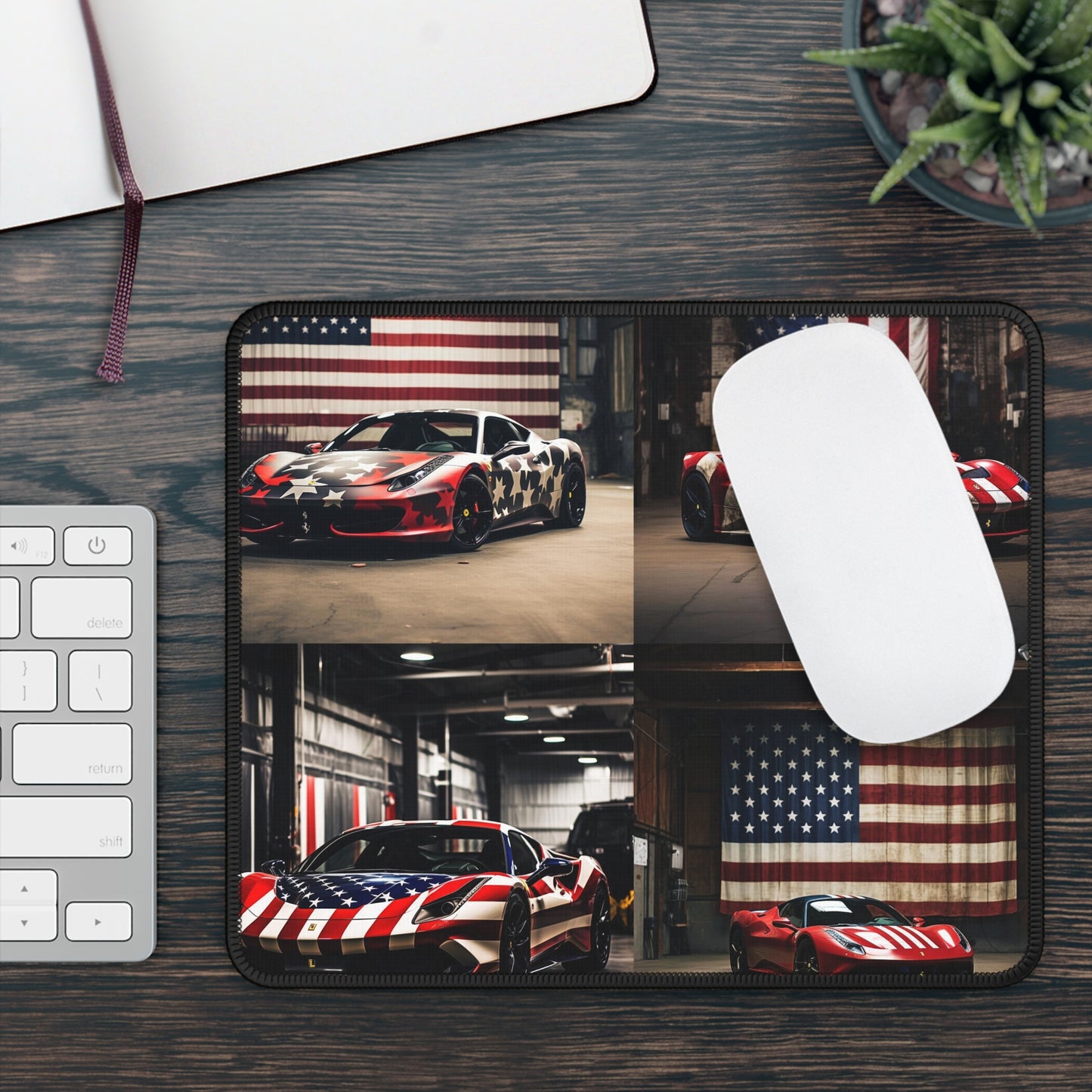 Gaming Mouse Pad  American Flag Farrari 5