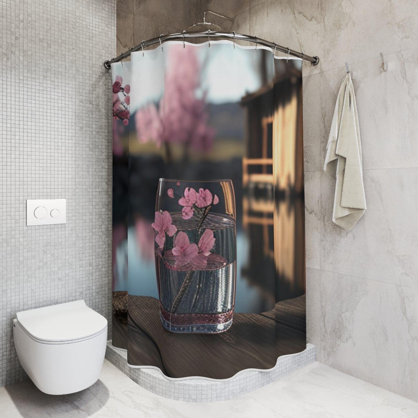 Polyester Shower Curtain Cherry Blossom 1