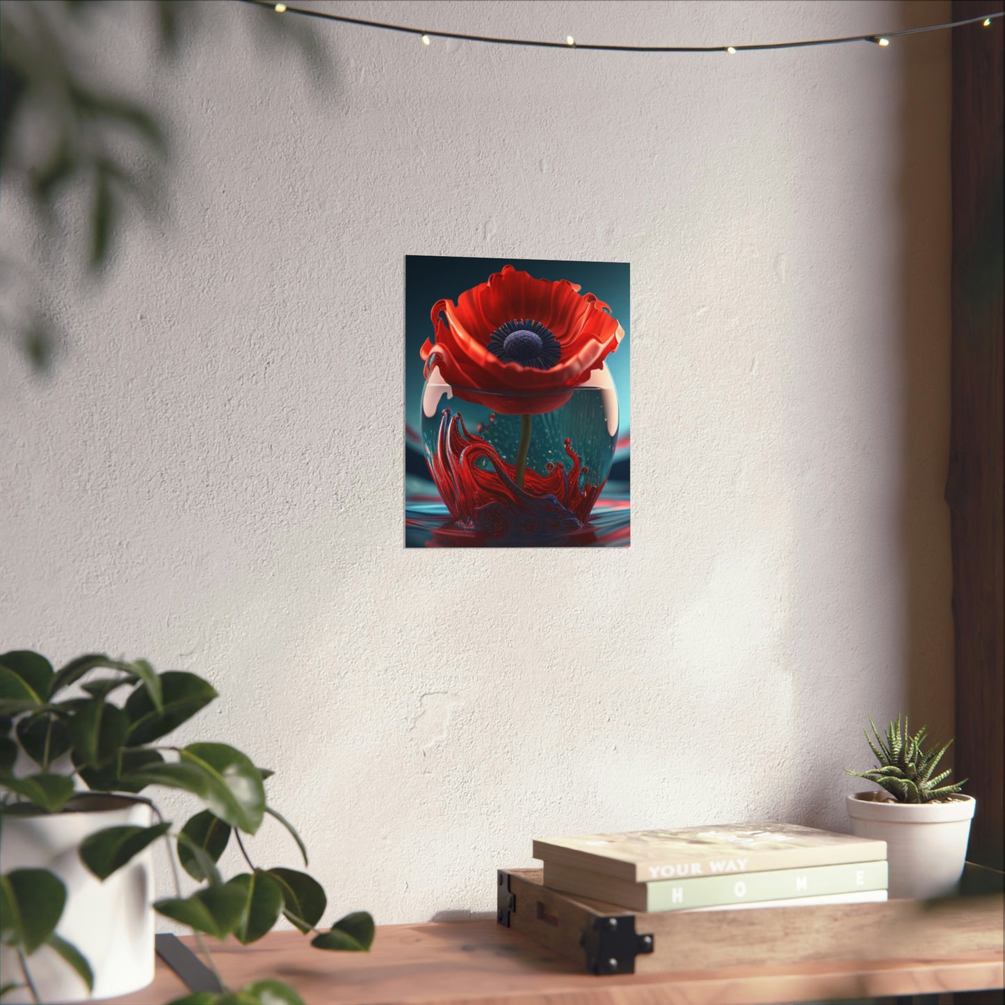 Premium Matte Vertical Posters Red Anemone in a Vase 2