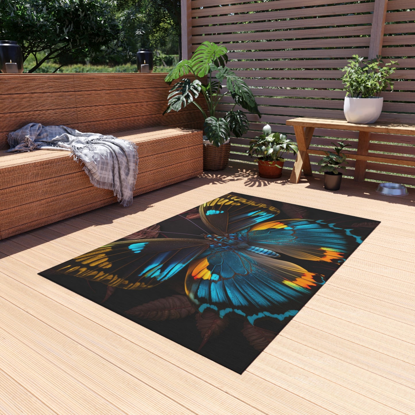 Outdoor Rug  Neon Butterfly Flair 1