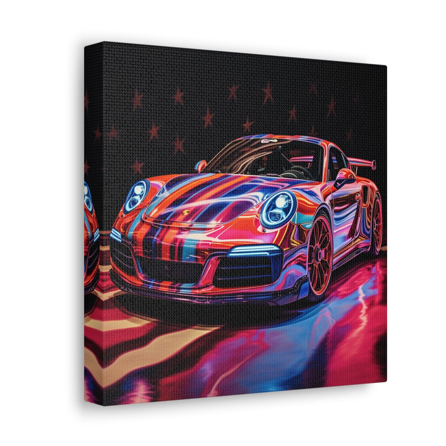 Canvas Gallery Wraps Macro American Flag Porsche 4