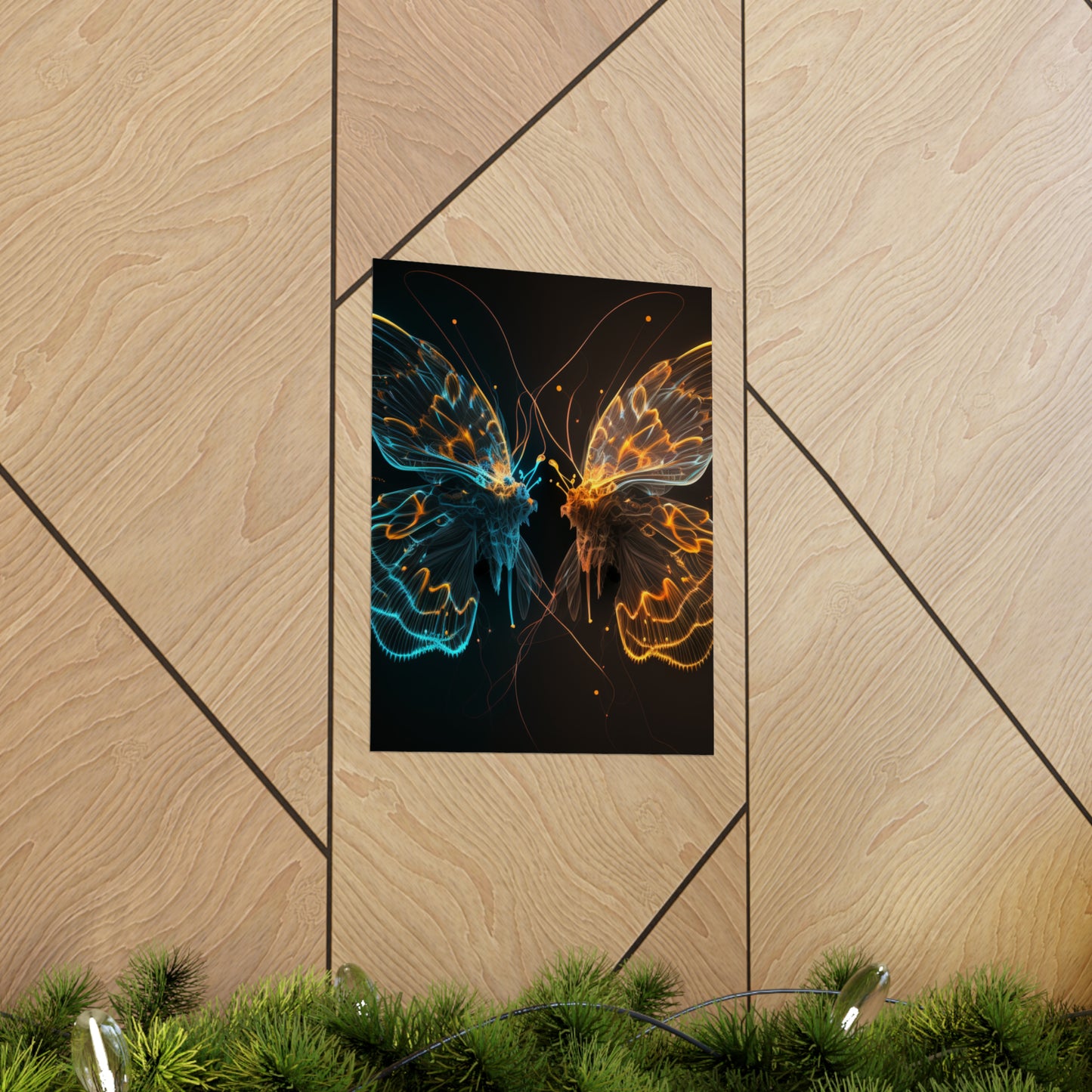 Premium Matte Vertical Posters Neon Glo Butterfly 1