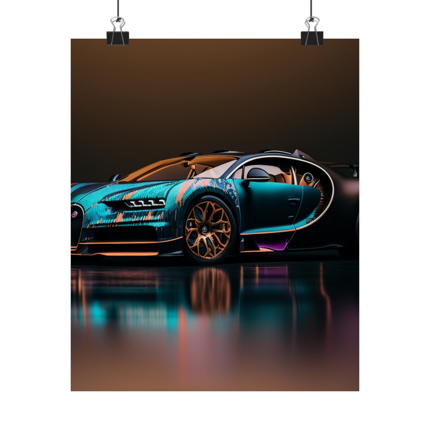 Premium Matte Vertical Posters Bugatti Blue 2