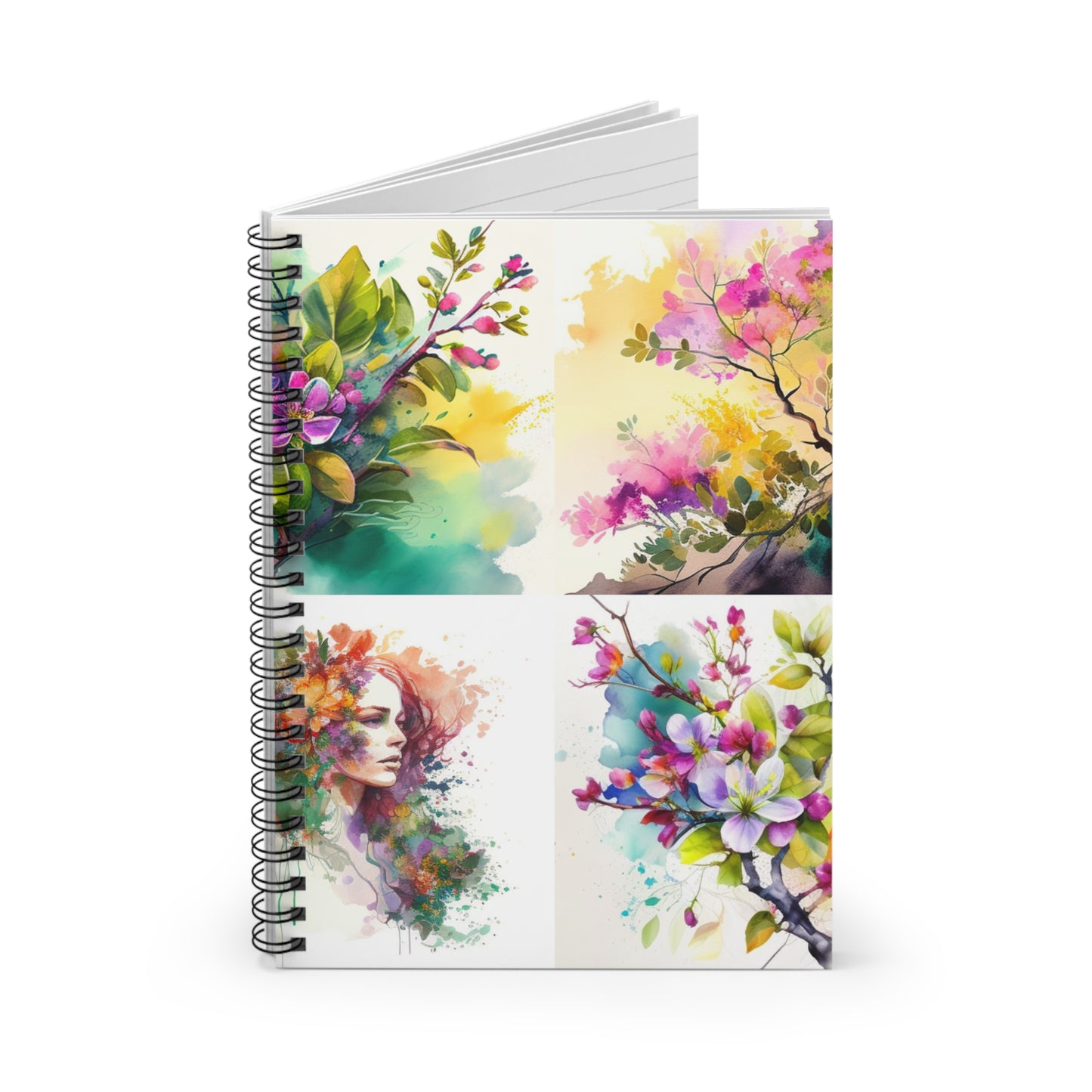 Spiral Notebook - Ruled Line Mother Nature Bright Spring Colors Realistic Watercolor 5