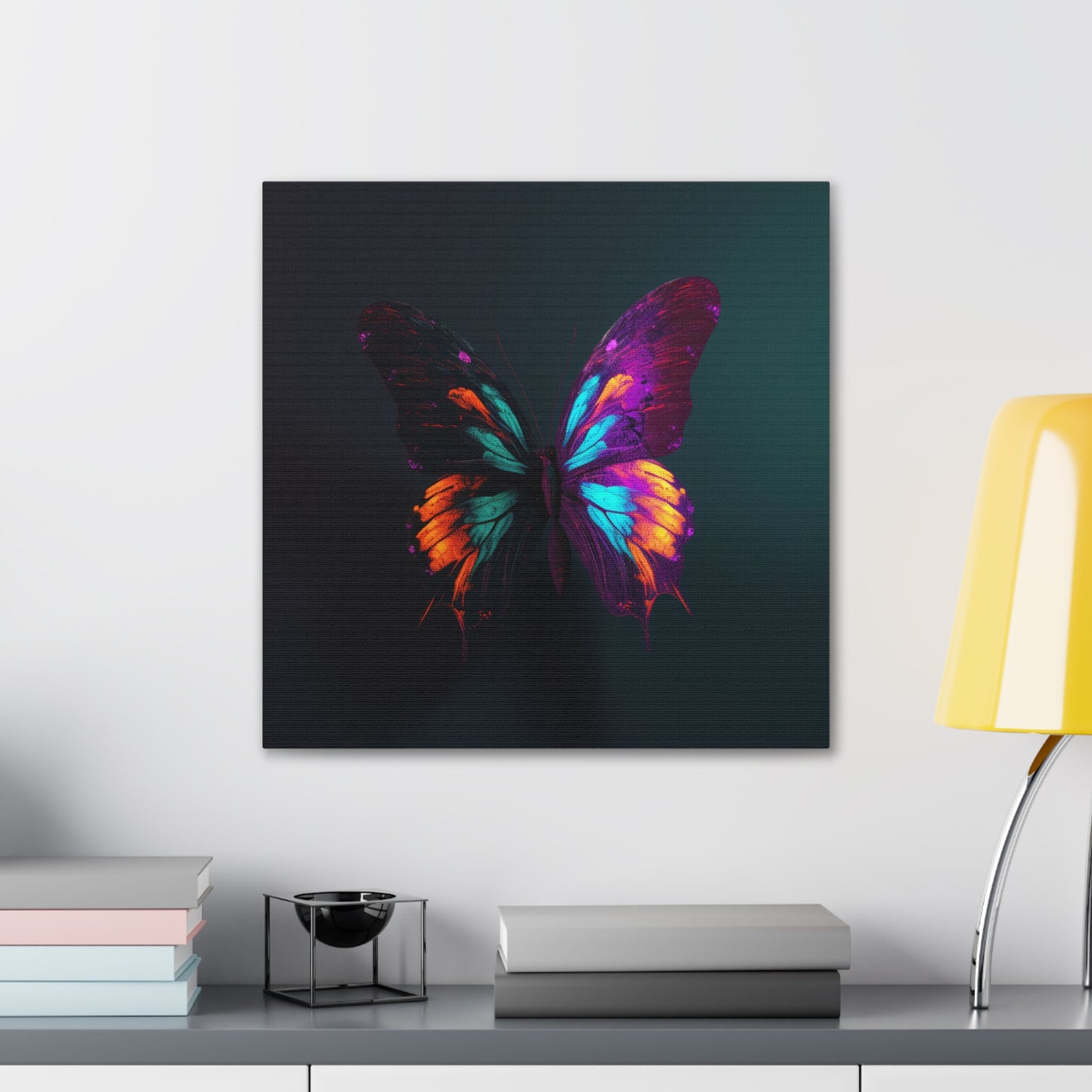 Canvas Gallery Wraps Hyper Colorful Butterfly Purple 2