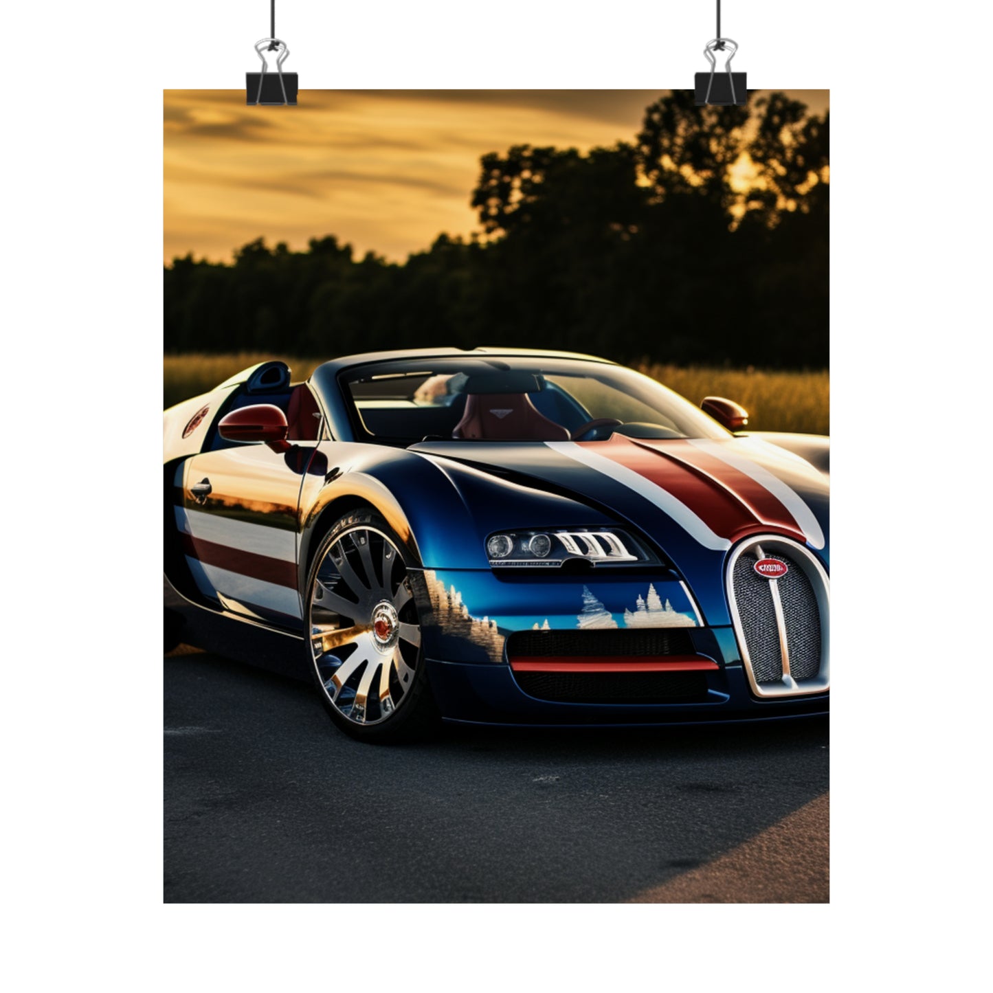 Premium Matte Vertical Posters Bugatti Flag American 3